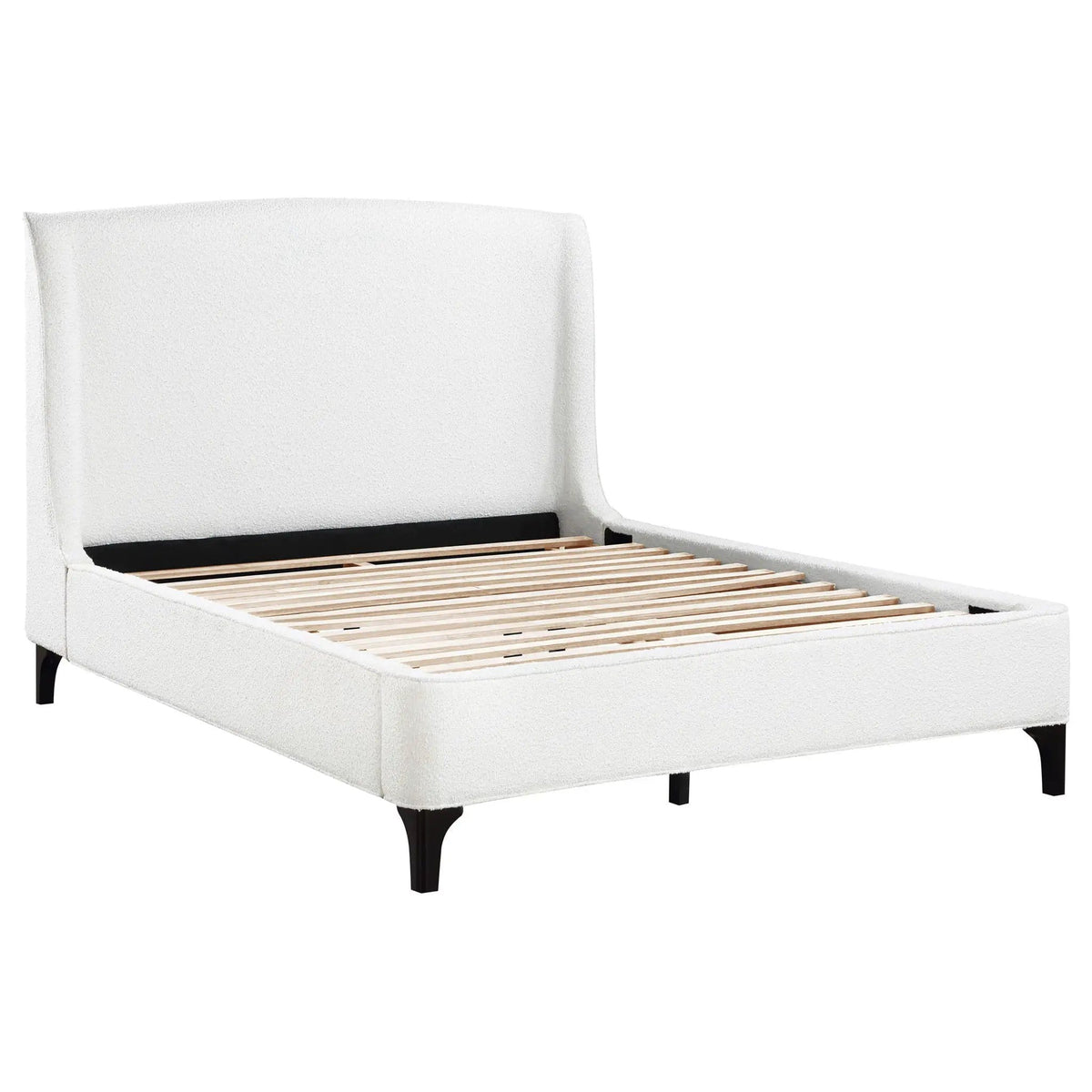 Mosby Upholstered Eastern King Wingback Bed Snow | 83.75 x 90 x 54 in | Boucle | Bedroom
