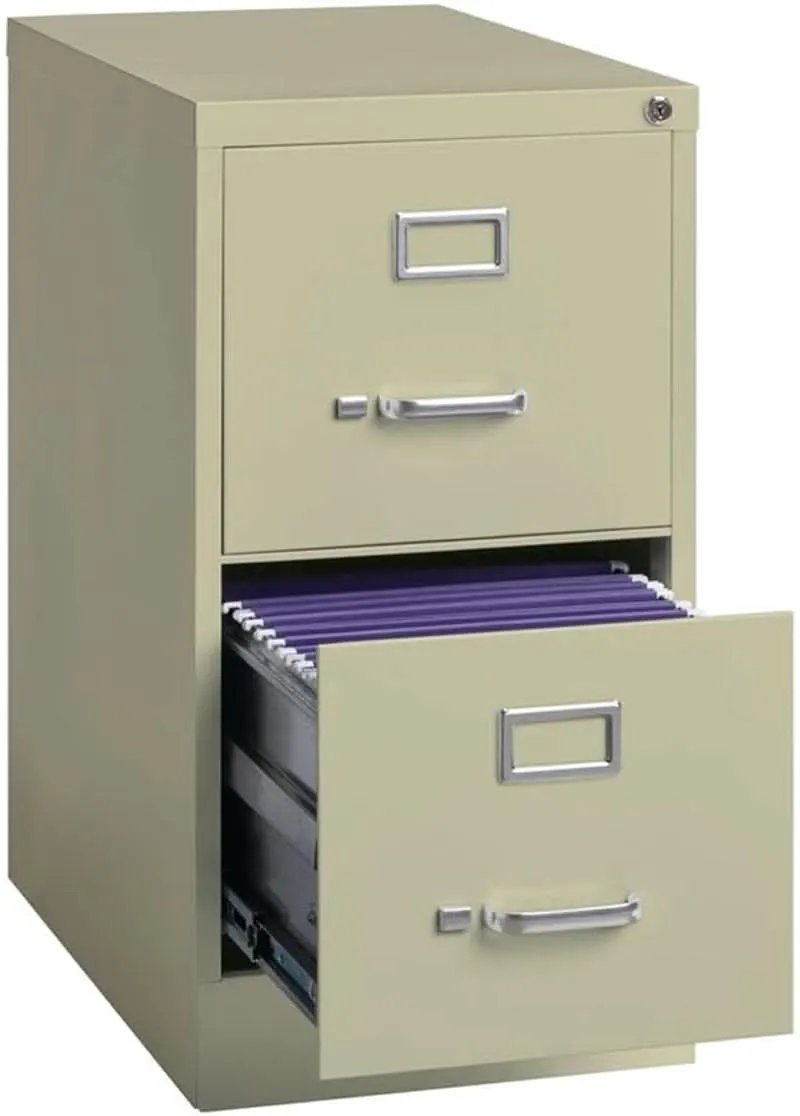 2-Drawer Vertical Beige Metal Filing Cabinet Lockable 28.38-Inch For Home Office Letter Size Pre-Assembled from PriceLows™