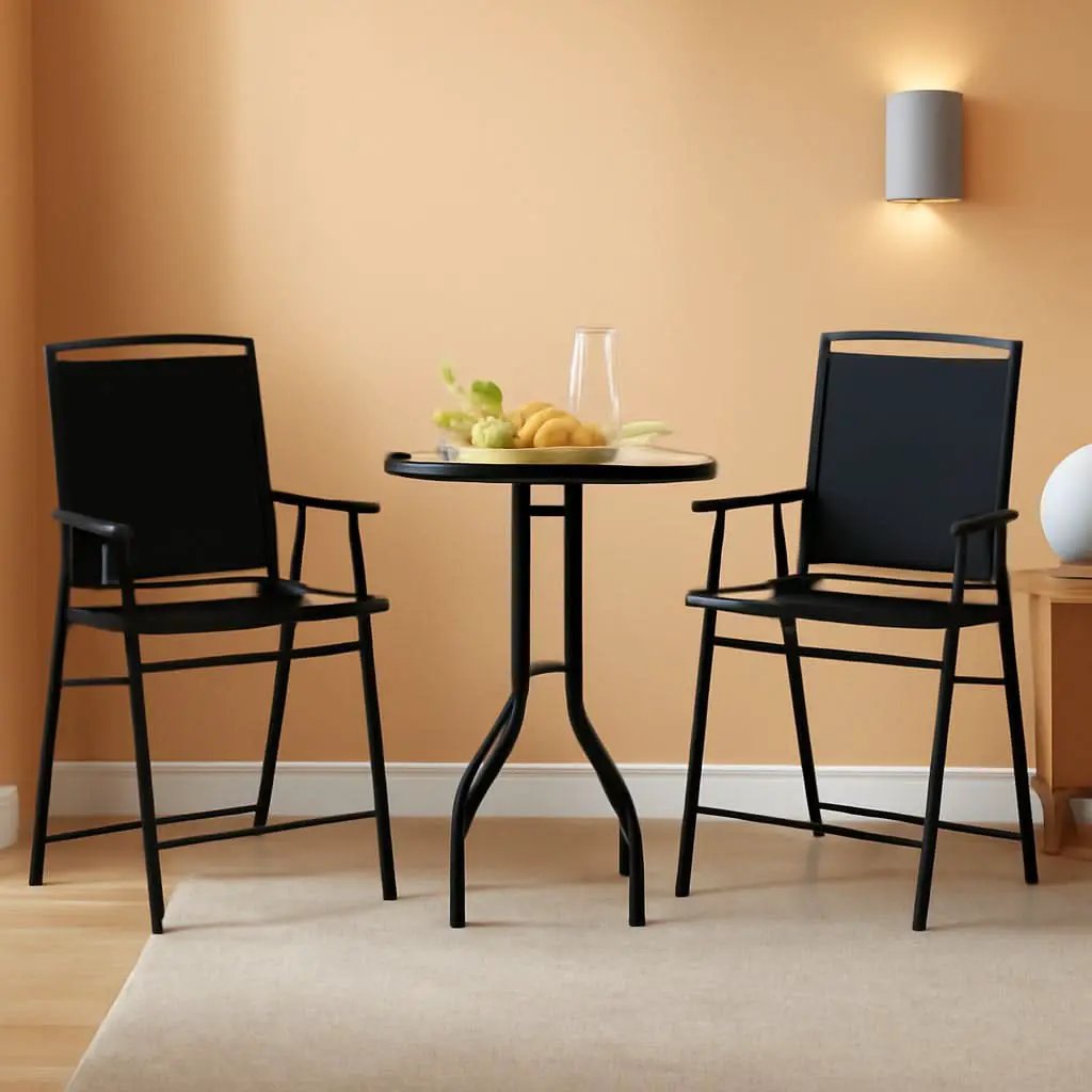 Patio Table And Chairs Set 3 Piece With DPC Tabletop And Folding Counter Height Chairs from PriceLows™
