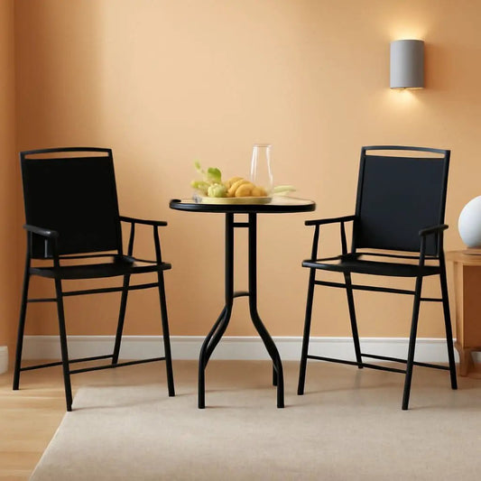 Patio Table And Chairs Set 3 Piece With DPC Tabletop And Folding Counter Height Chairs from PriceLows™