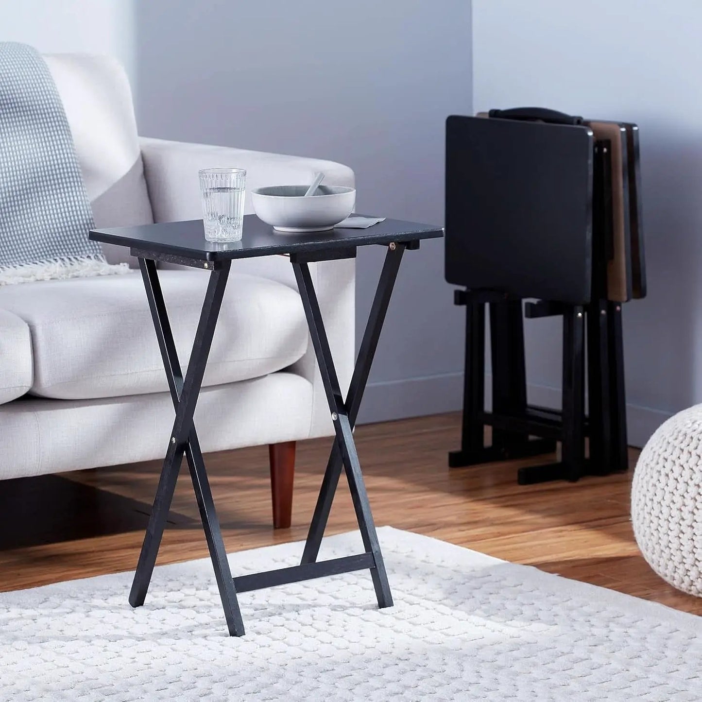 Foldable TV Dinner Tray Tables 4 Pack Black 15x19x26 from PriceLows™