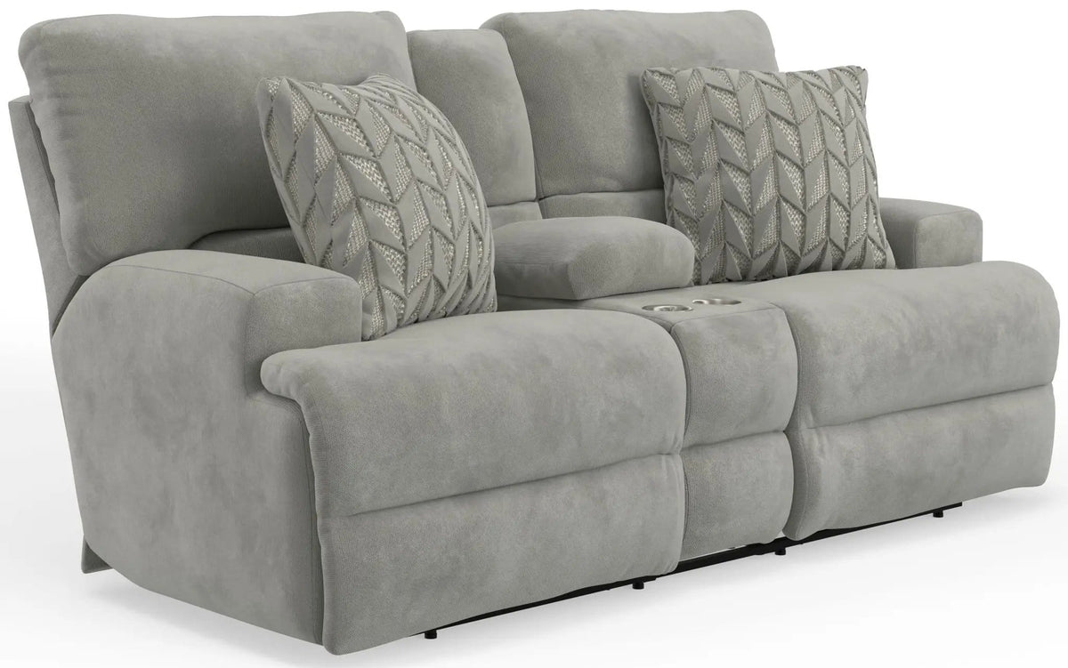 Renaldo Power Console Loveseat With Zero Gravity Recline | 86 x 43 x 43 in | Polyester & Fabric | Stone