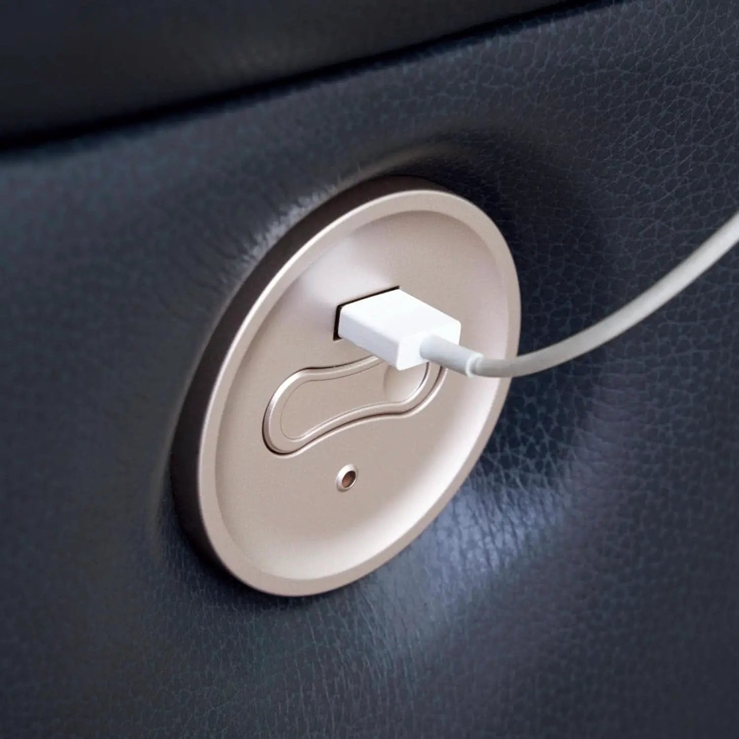 Modern Blue Leather Match Power Rocker Recliner With USB Port from PriceLows™