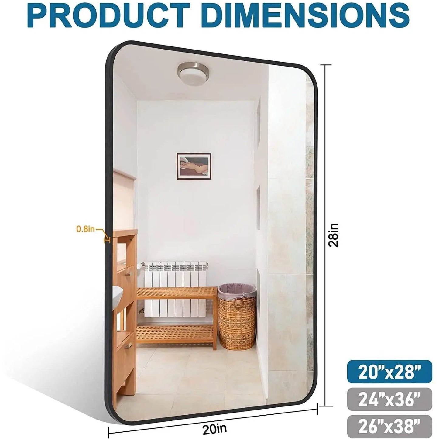 Black Metal Framed Bathroom Wall Mirror With Thin Frame from PriceLows™