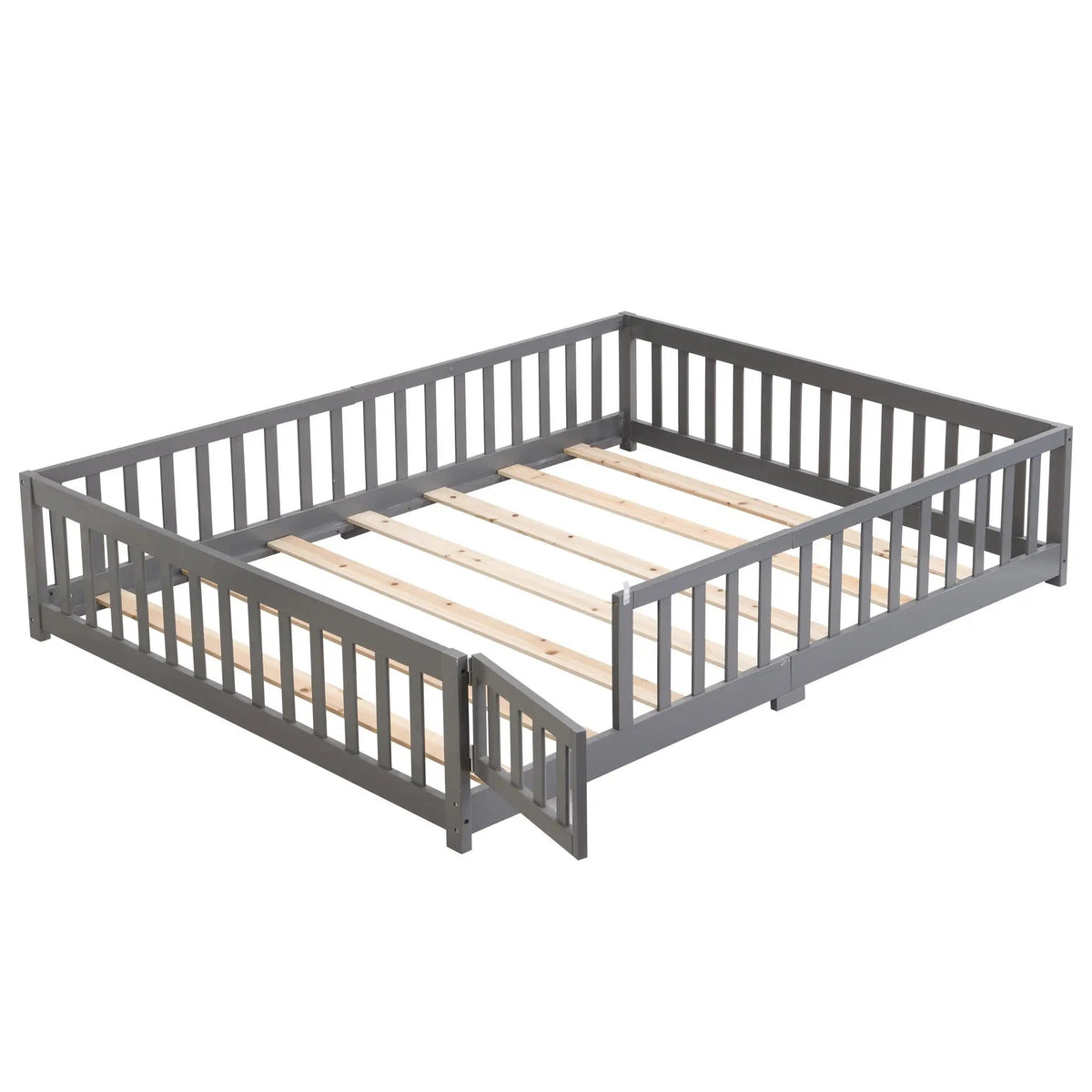 Floor Bed | Solid Wood | Safety Guardrails | Toddler Size