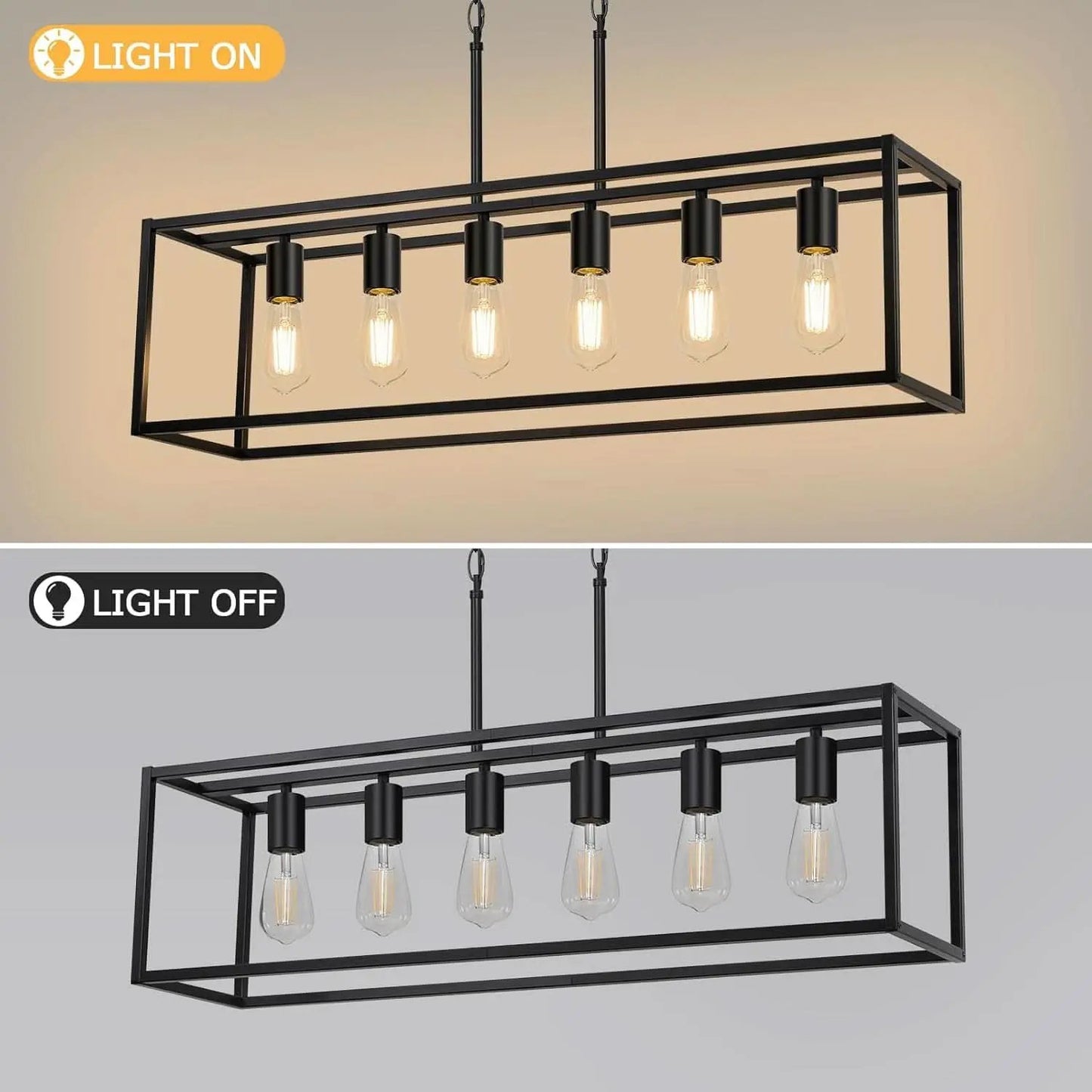 Six Light Black Linear Chandelier With Adjustable Height from PriceLows™