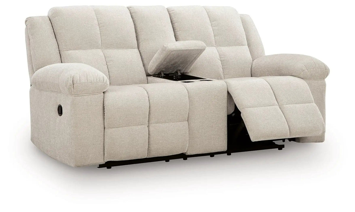 Orlen Double Reclining Loveseat With Console | 80 x 43 x 41 in | Fabric & Metal | Winter