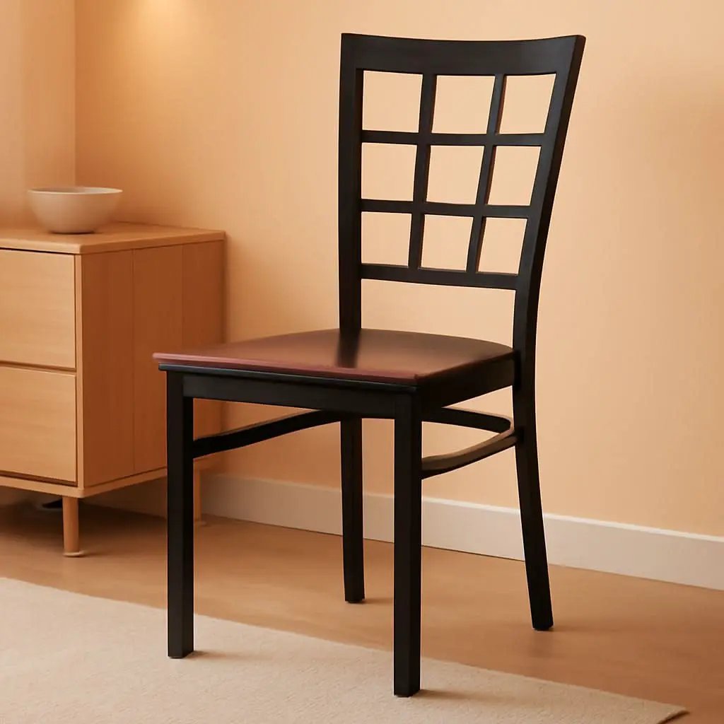 Hercules Series Black Window Back Metal Restaurant Chair from PriceLows™