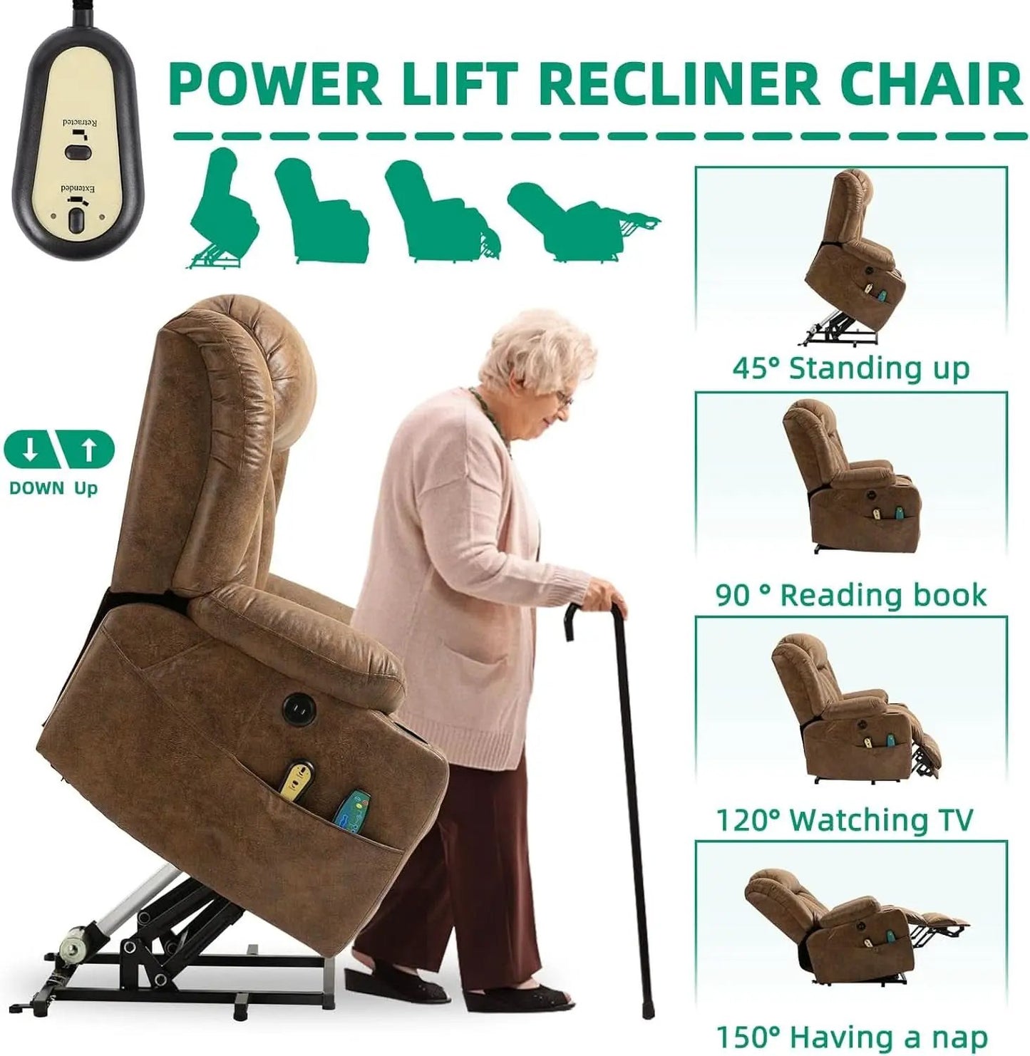 Tall Man Lift Recliner With Massage For Extended Comfort from PriceLows™