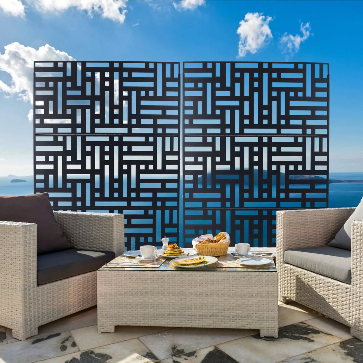 Metal Privacy Screen | Freestanding Frame | Rust Resistant | Indoor Use