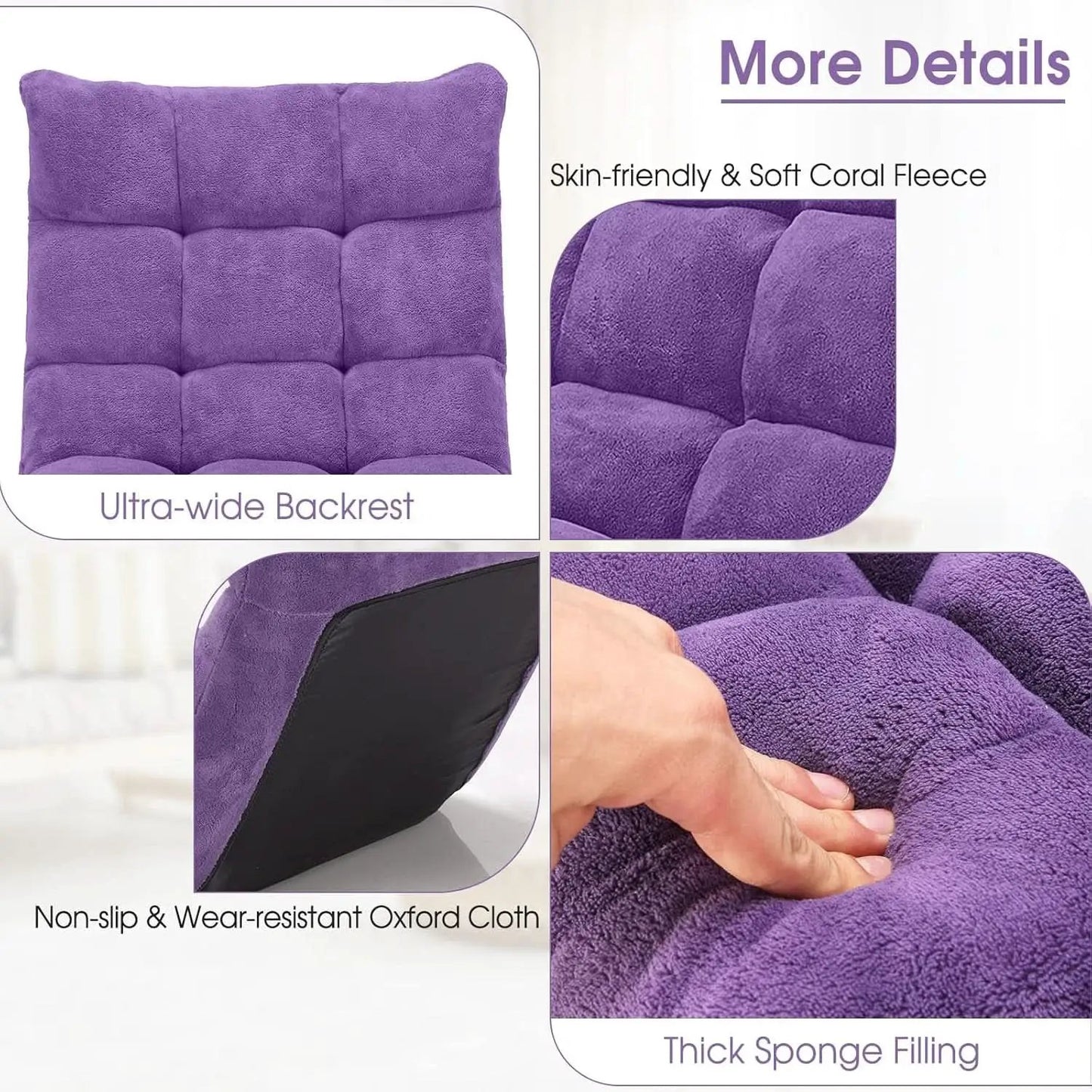 Purple Floor Chair With Back Support 14 Position Adjustable from PriceLows™