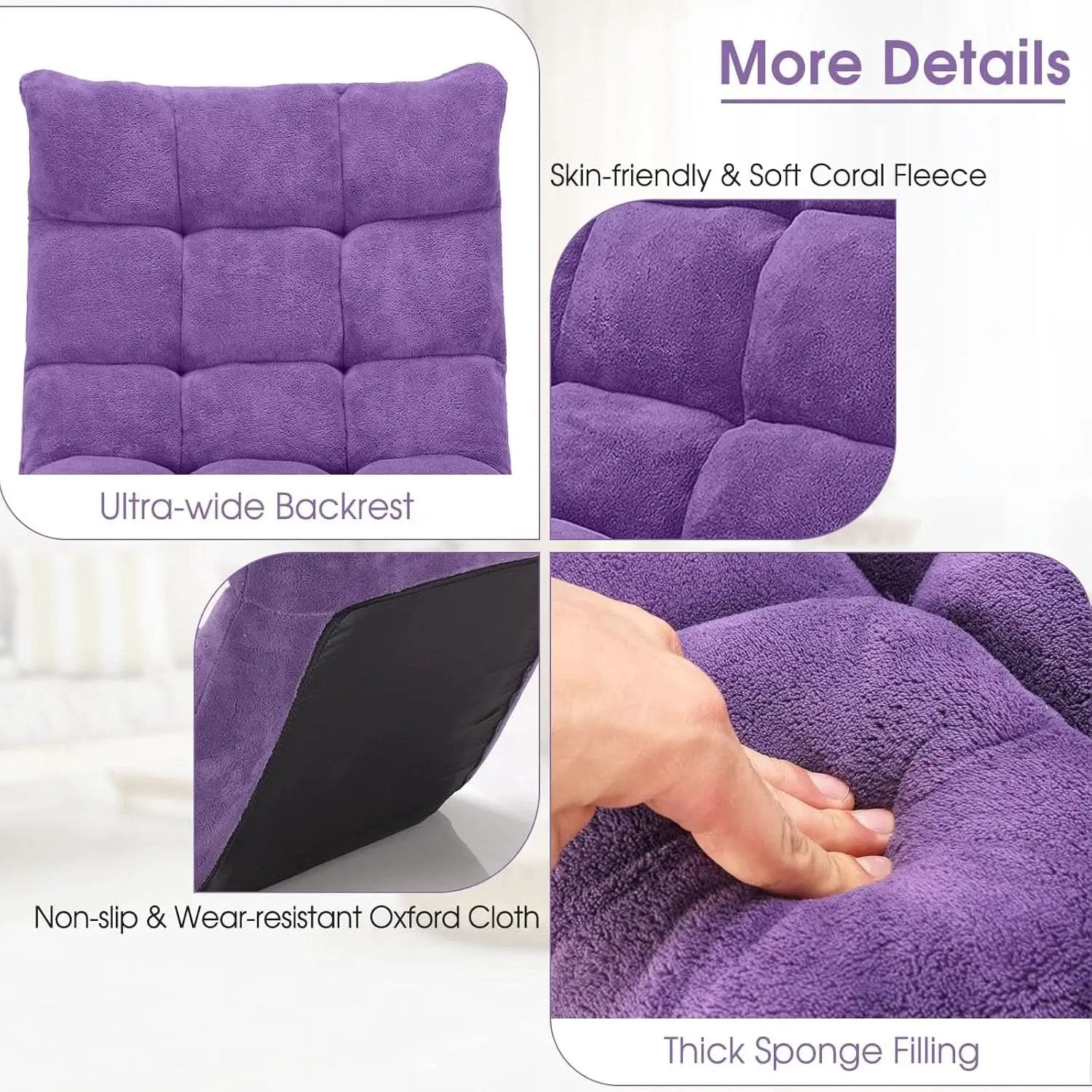 Purple Floor Chair With Back Support 14 Position Adjustable from PriceLows™