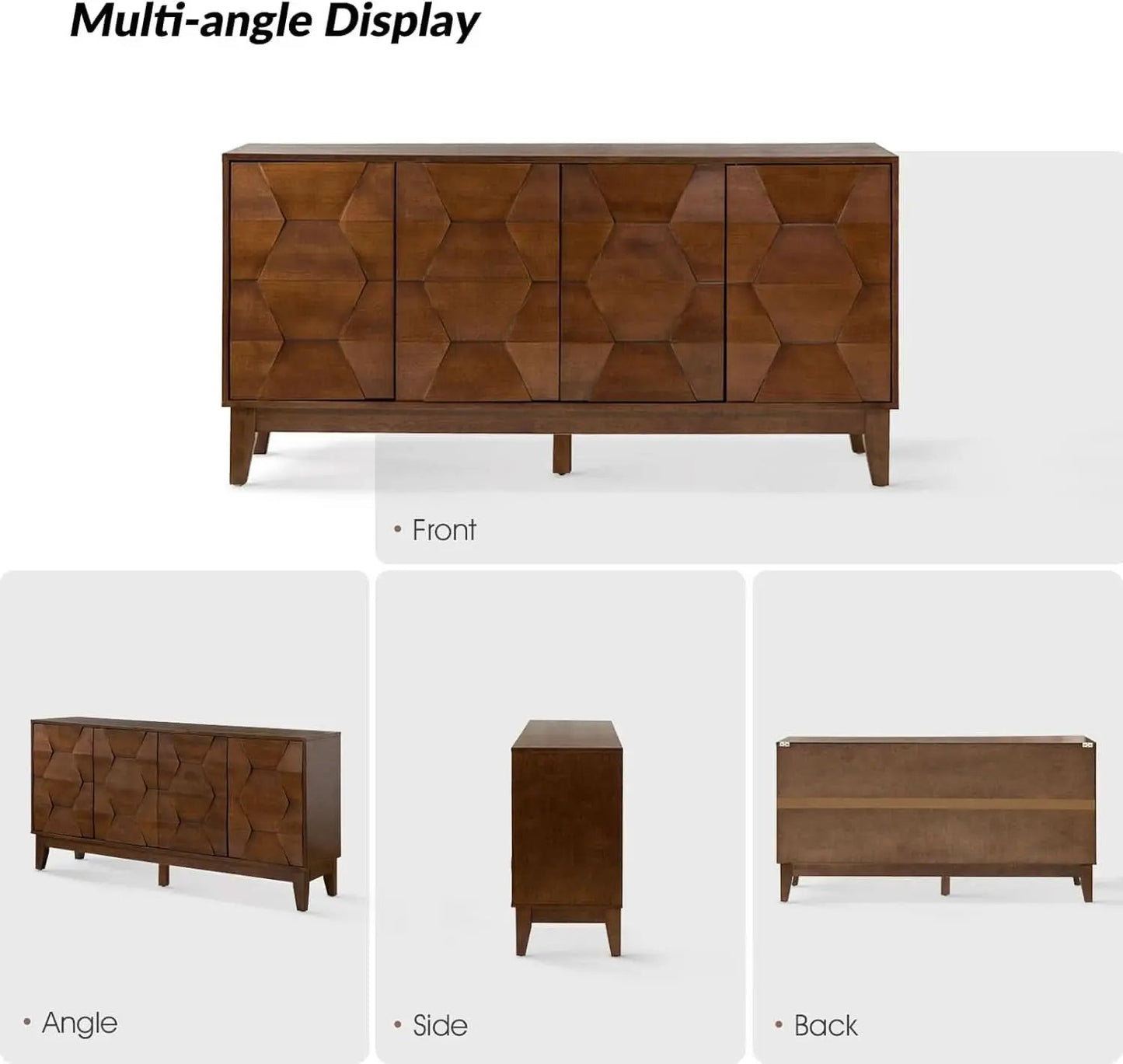 Walnut Mid Century Sideboard Buffet With Solid Wood Legs from PriceLows™