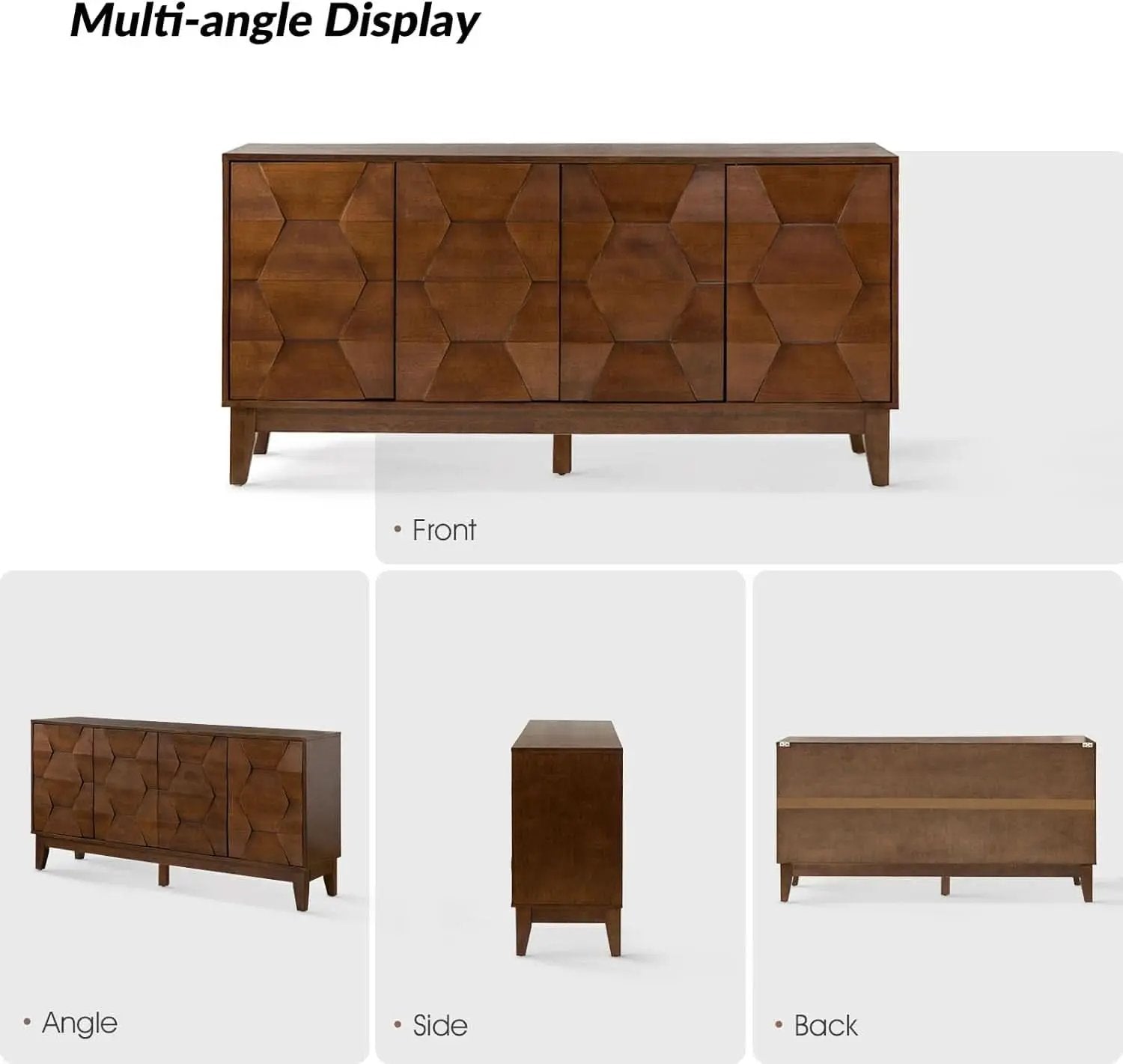 Walnut Mid Century Sideboard Buffet With Solid Wood Legs from PriceLows™