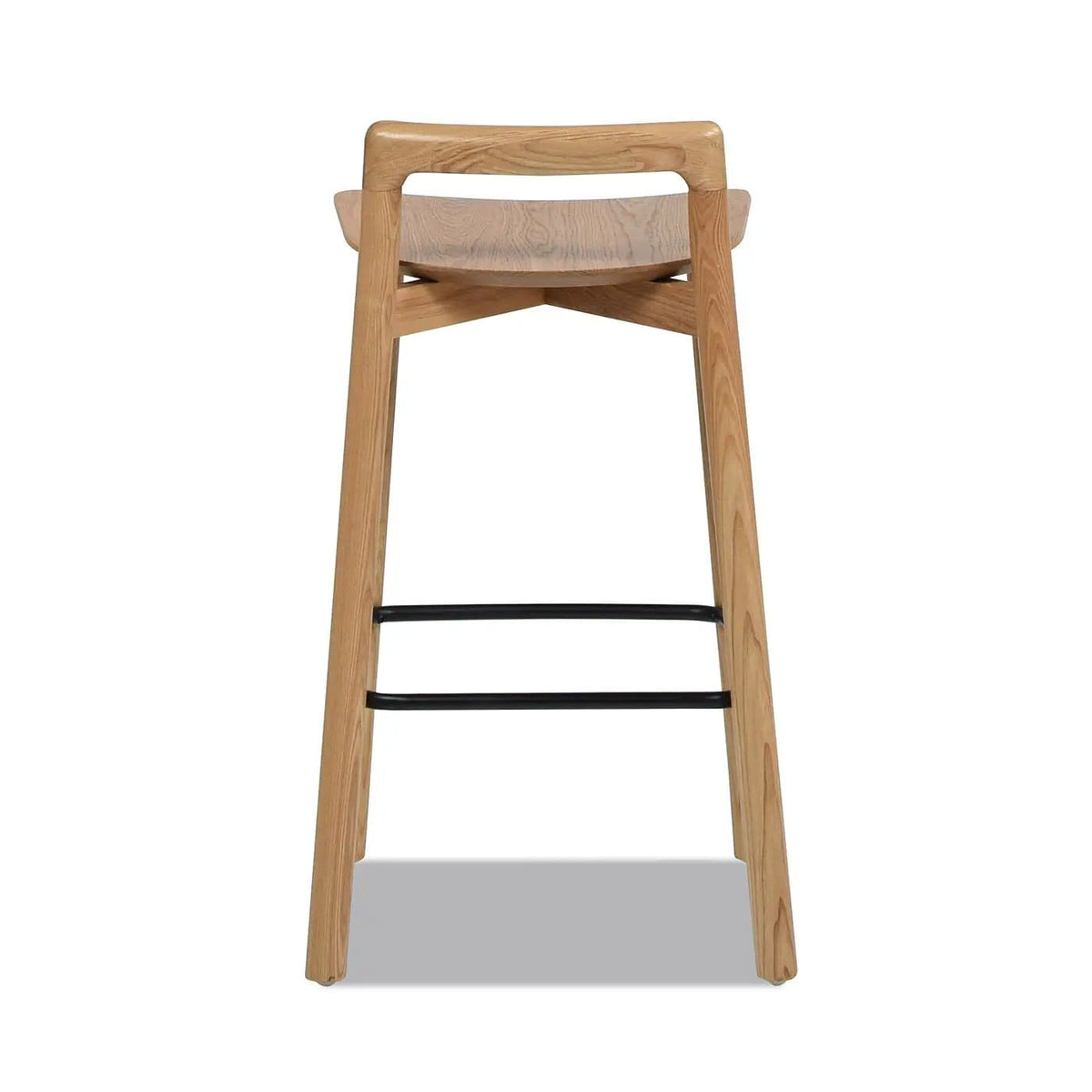 Sven Modern Minimalist Low Back Counter Stool Counter Height (24"-27") | 18 x 18.5 x 31 in | Iron & Wood | Natural Blonde Ash