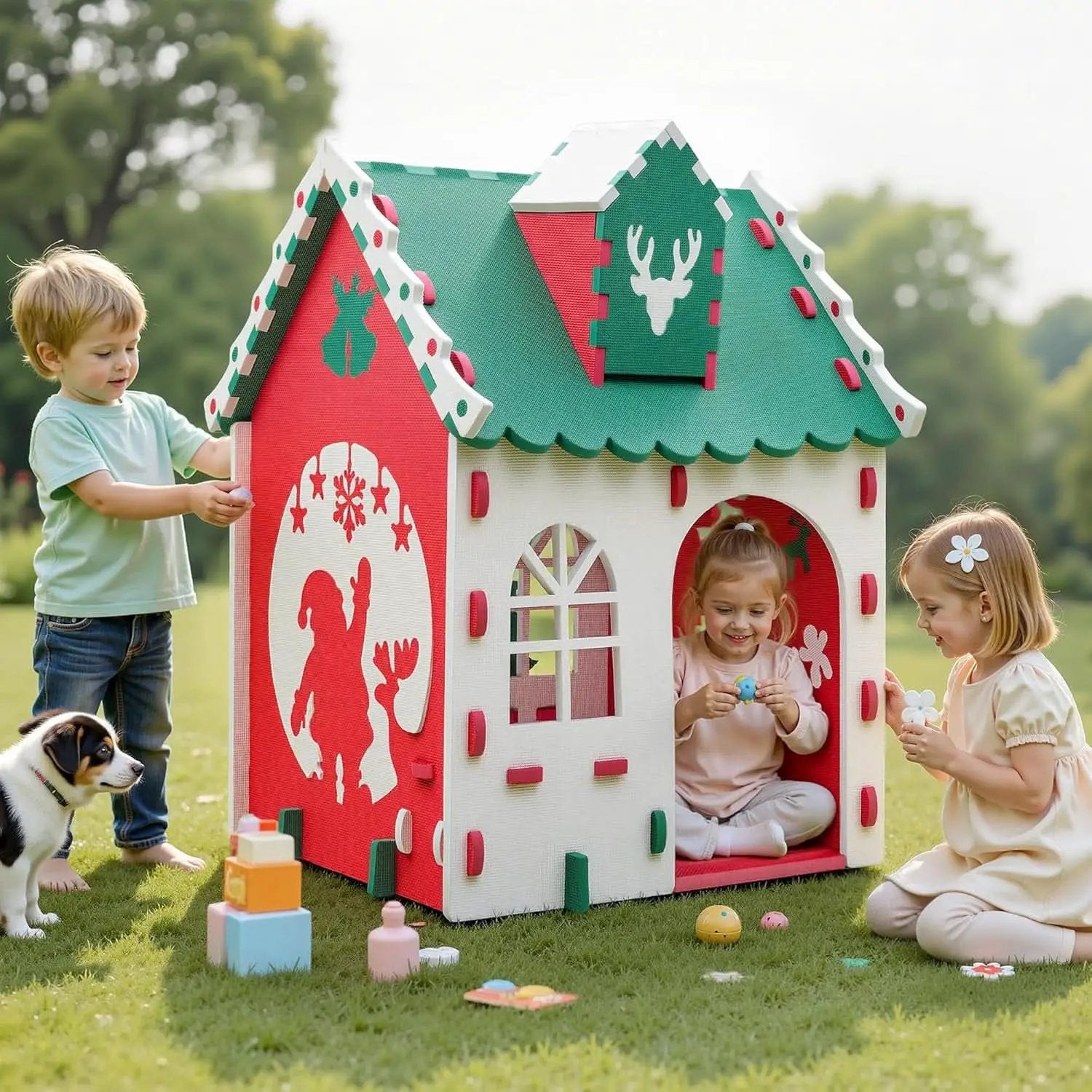 Green EVA Foam Kids Playhouse Foldable Indoor Outdoor from PriceLows™