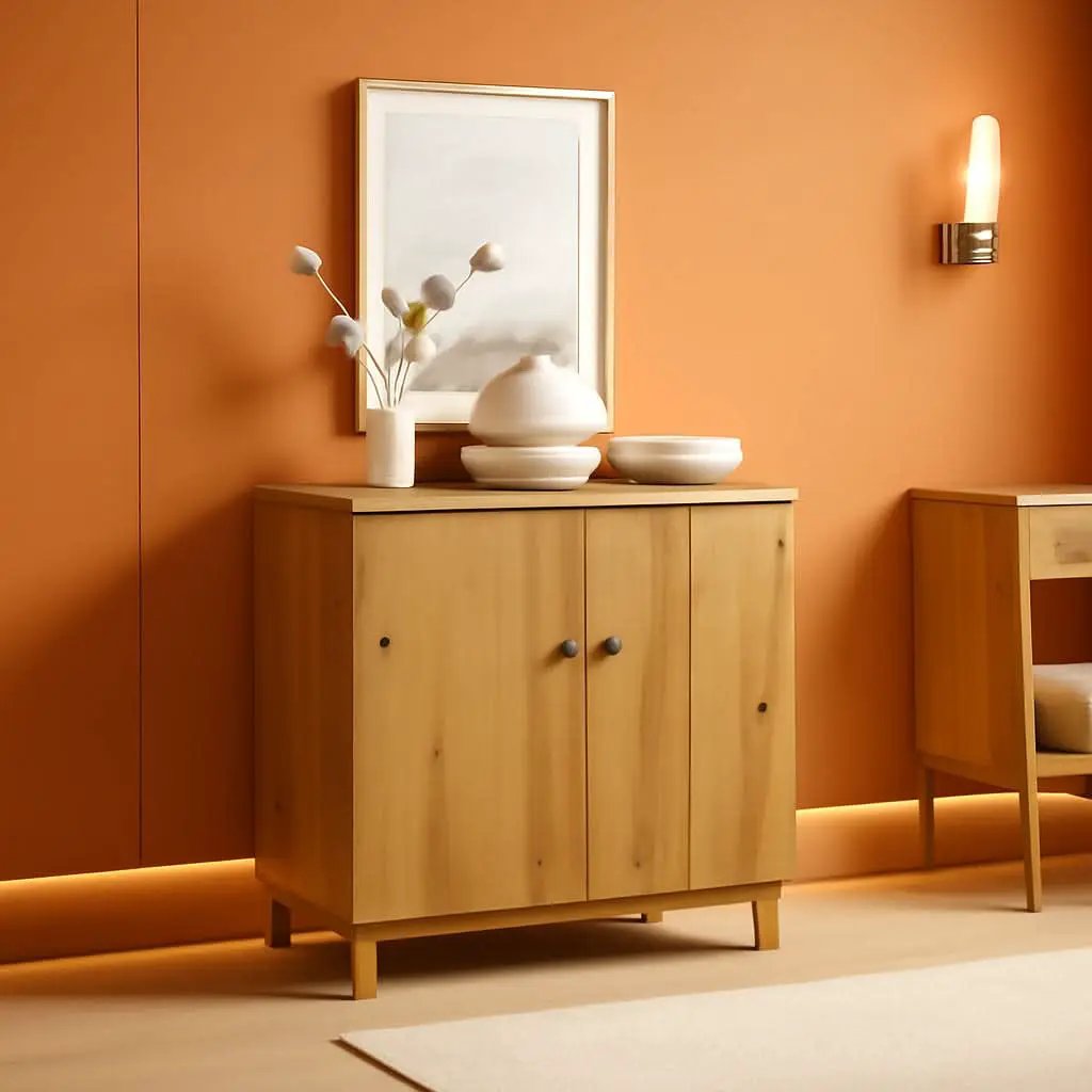 Oak Brown 35-Inch Wide Sideboard Buffet Storage Cabinet from PriceLows™