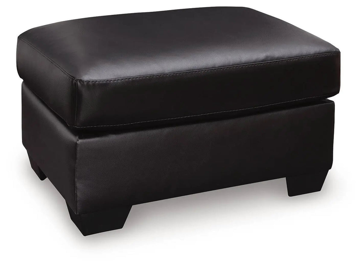 Modern Ottoman | Faux Leather Upholstery | Midnight Black
