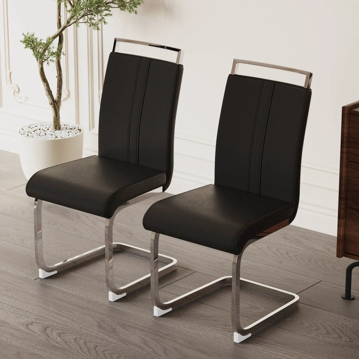 Modern Dining Chairs | Padded Seat | High Back | Accessory Bag Included