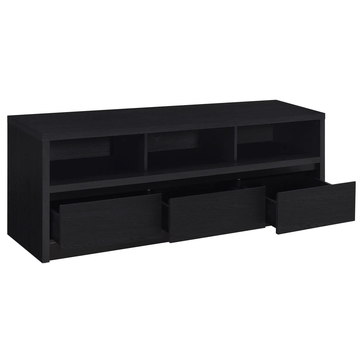 Rutland 59-inch 3-drawer TV Stand Media Console | 59 x 15.5 x 22 in | Engineered Wood & Veneer | Black