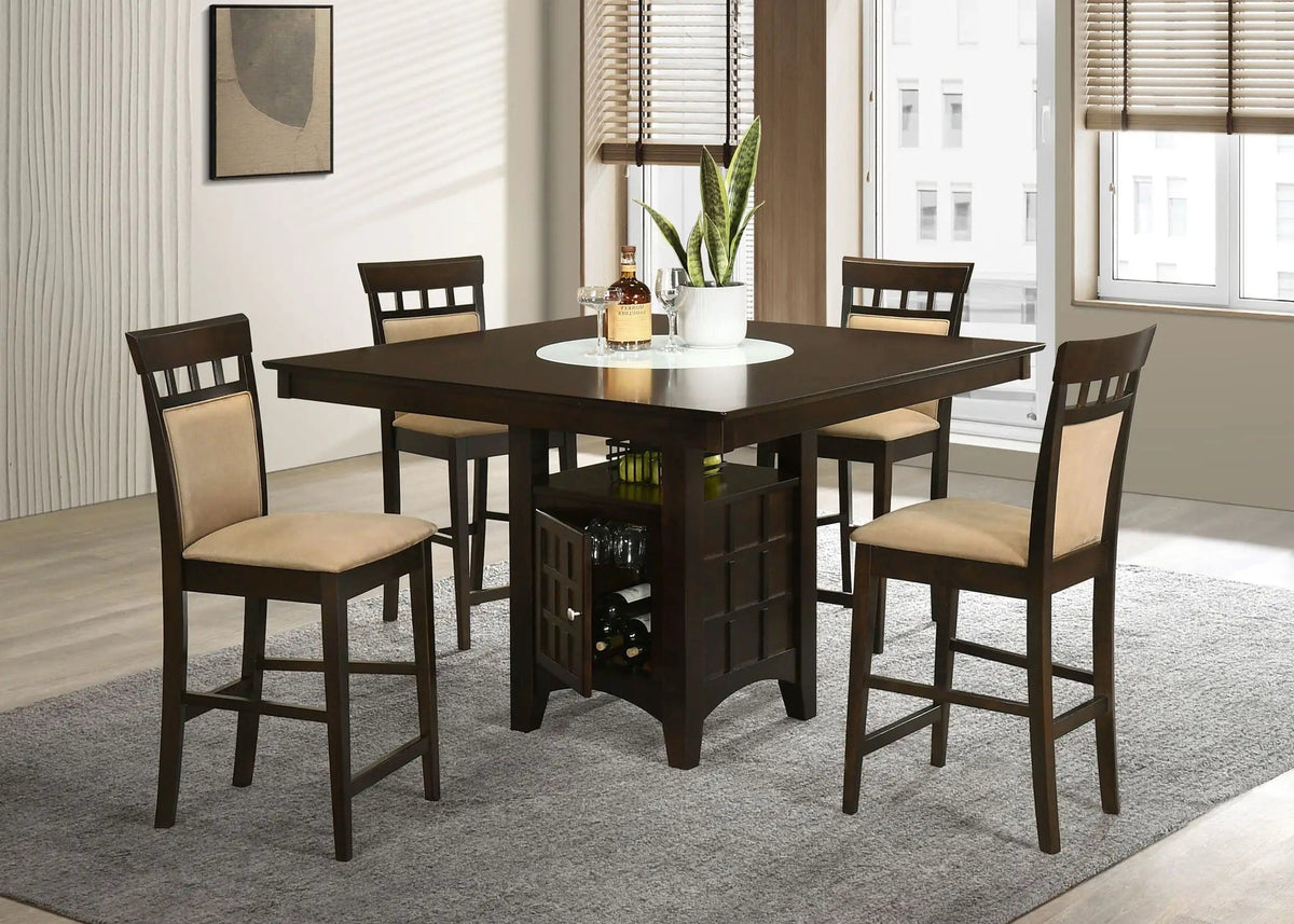 Gabriel 5-piece Square Counter Height Dining Set (Style 2) | 5-Piece Set | Rubberwood & Engineered Wood | Cappuccino