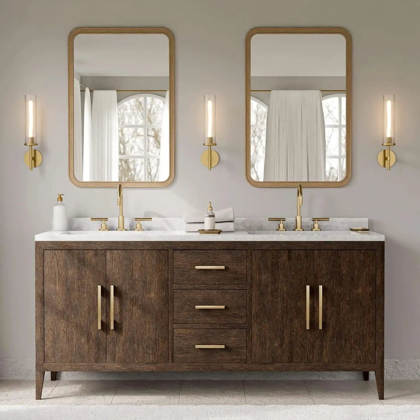 Wood Framed Bathroom Mirror 24x36 Inch Wall Mounted from PriceLows™