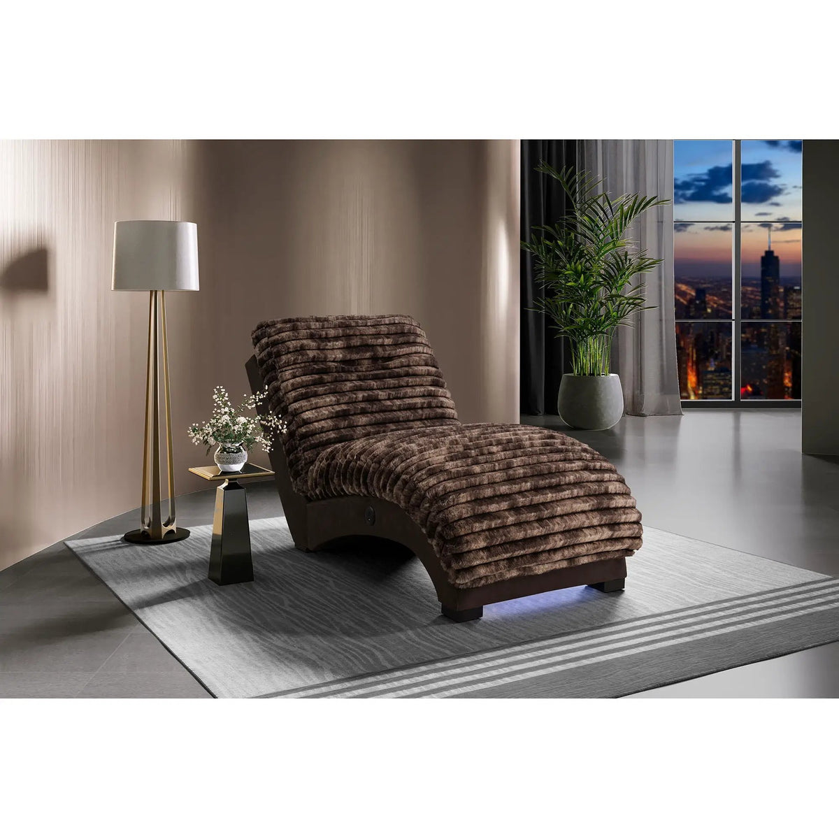 Denise Accent Chaise | USB Charging Port | Soft Fabric | Generously Padded Seating