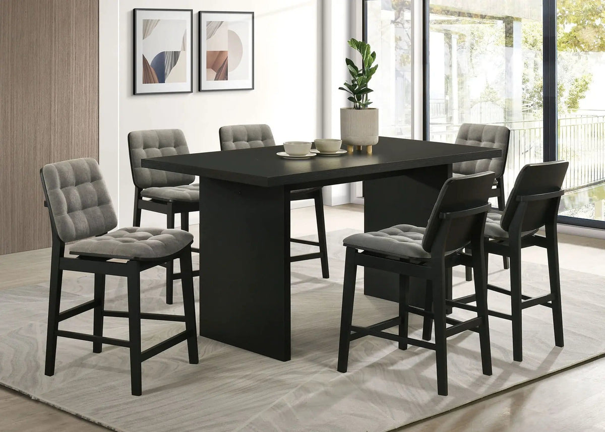 Decker 7-piece 70-inch Rectangular Counter Height Dining Set Grey and | 7-Piece Set | Veneer & Wood | Black