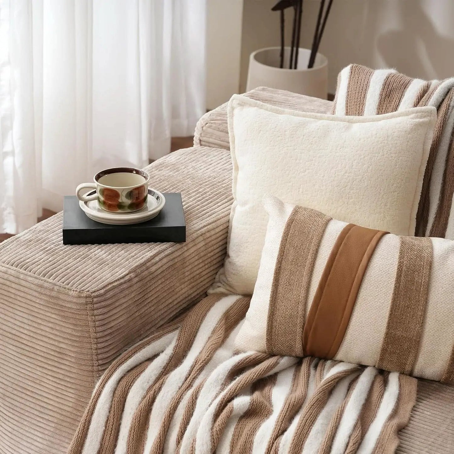 104 Inch Cloud Sectional Couch With L Shaped Chaise Modern Modular Sofa In Camel Corduroy Fabric from PriceLows™