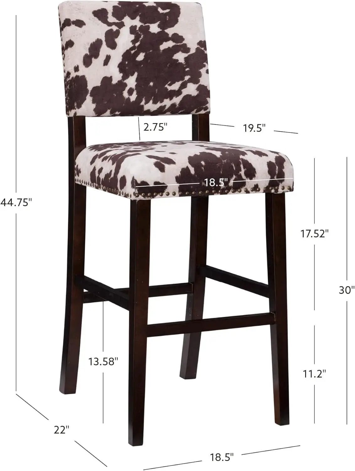 Stylish Cowhide Print Bar Stool with Comfortable Padded Seat from PriceLows™
