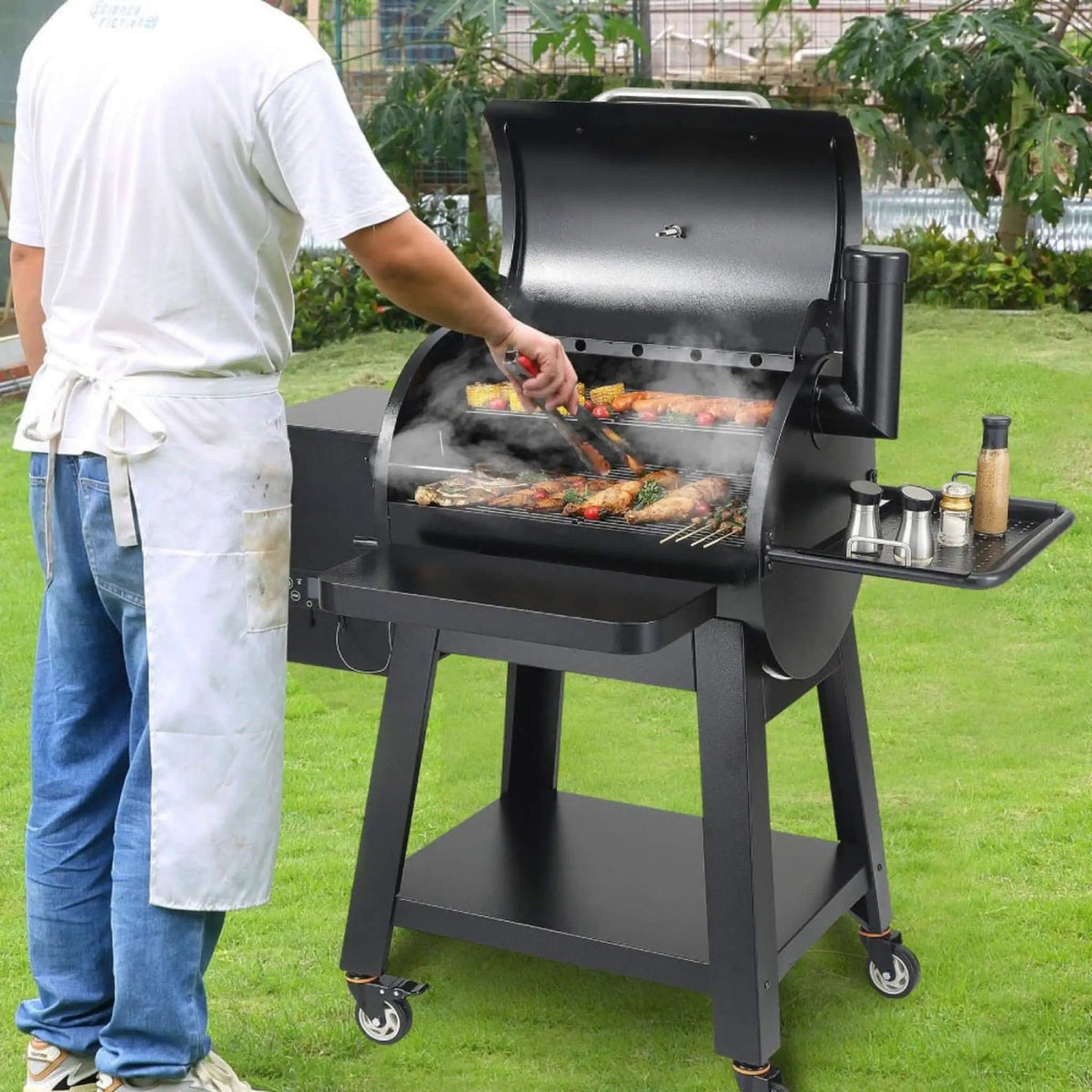 53-Inch Heavy-Duty Portable Wood Pellet BBQ Grill With Cart | 53 Inch | Wood | Outdoor Grill