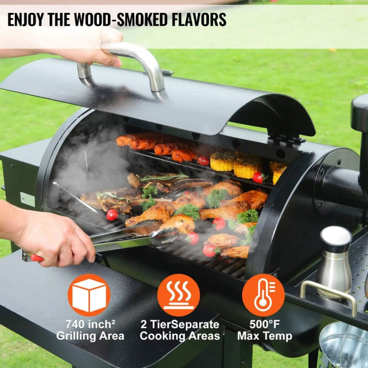 53-Inch Heavy-Duty Portable Wood Pellet BBQ Grill With Cart | 53 Inch | Wood | Outdoor Grill