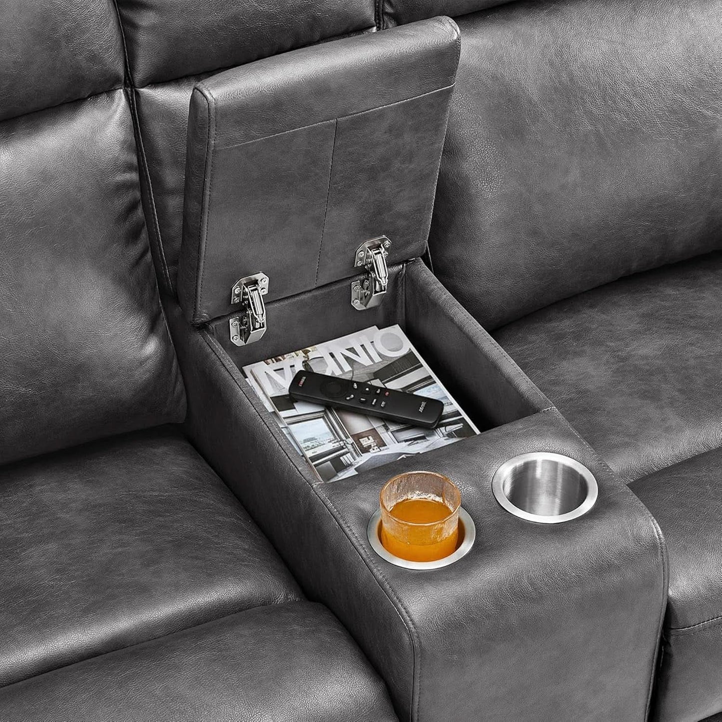 Dark Grey Zero Wall Power Recliner Loveseat With USB Ports from PriceLows™