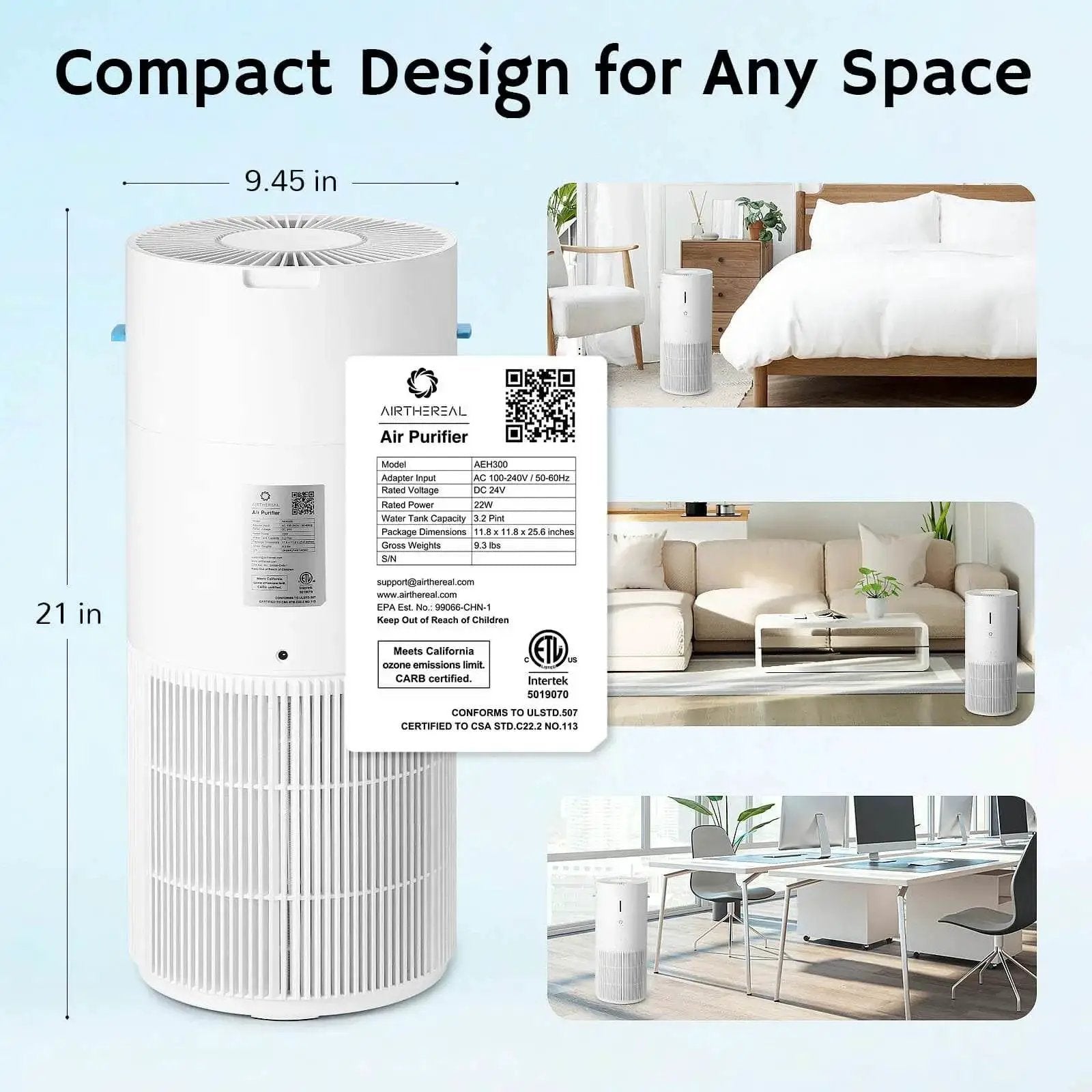 Ethereal Rain AEH300 Air Purifier & Humidifier Combo - European version from PriceLows™