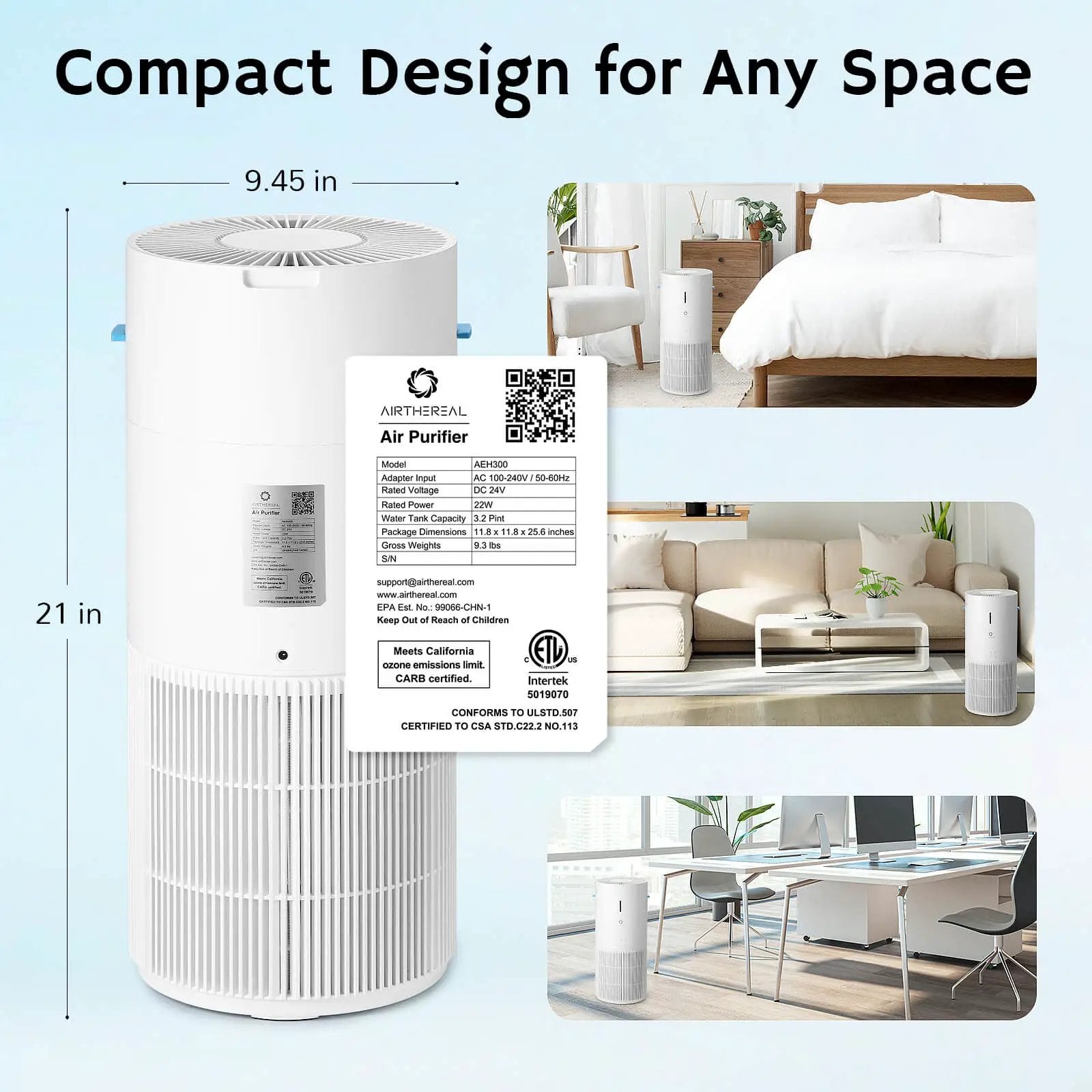 Ethereal Rain AEH300 Air Purifier & Humidifier Combo - European version from PriceLows™