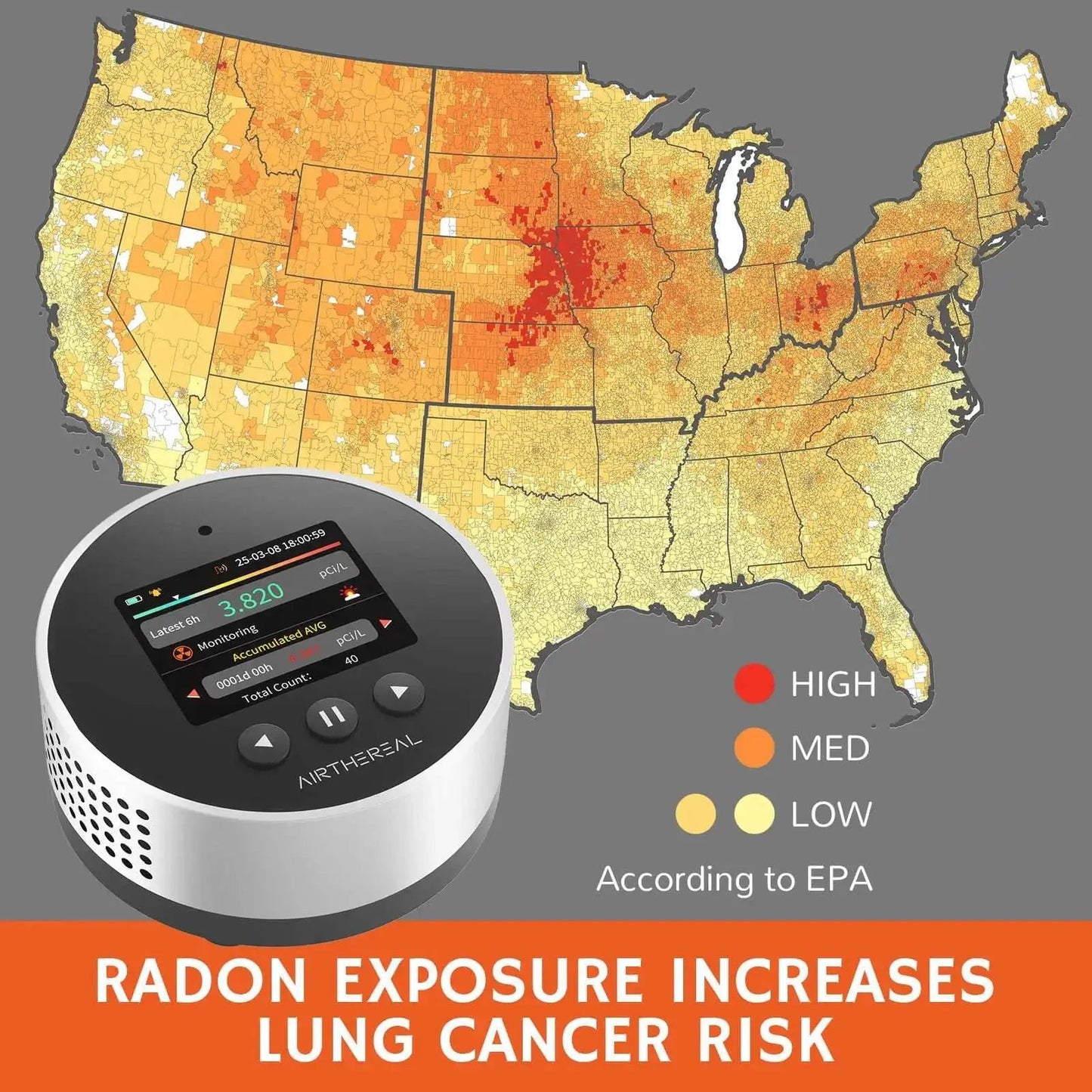 RM-65 Radon Detector for Home Basement from PriceLows™