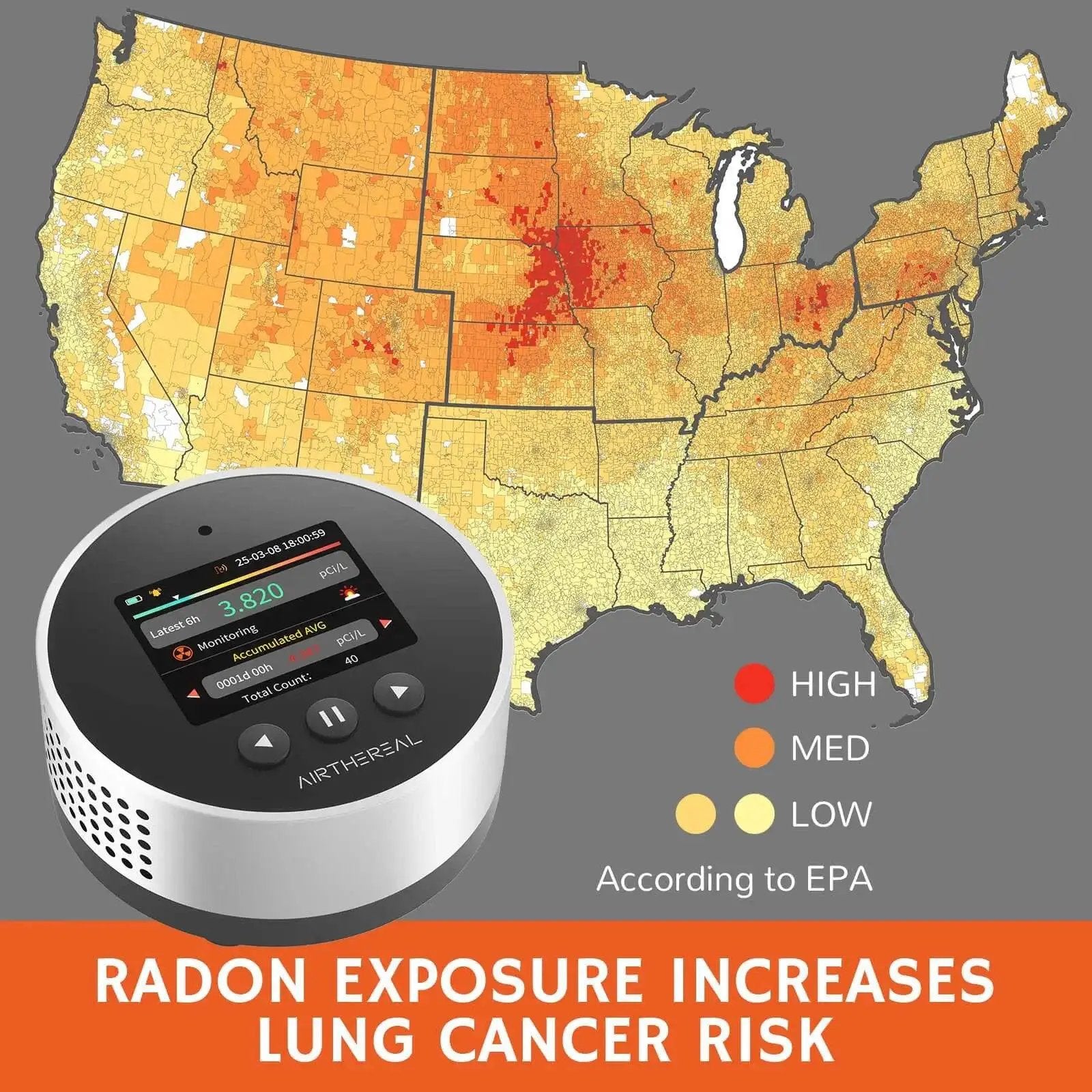 RM-65 Radon Detector for Home Basement from PriceLows™