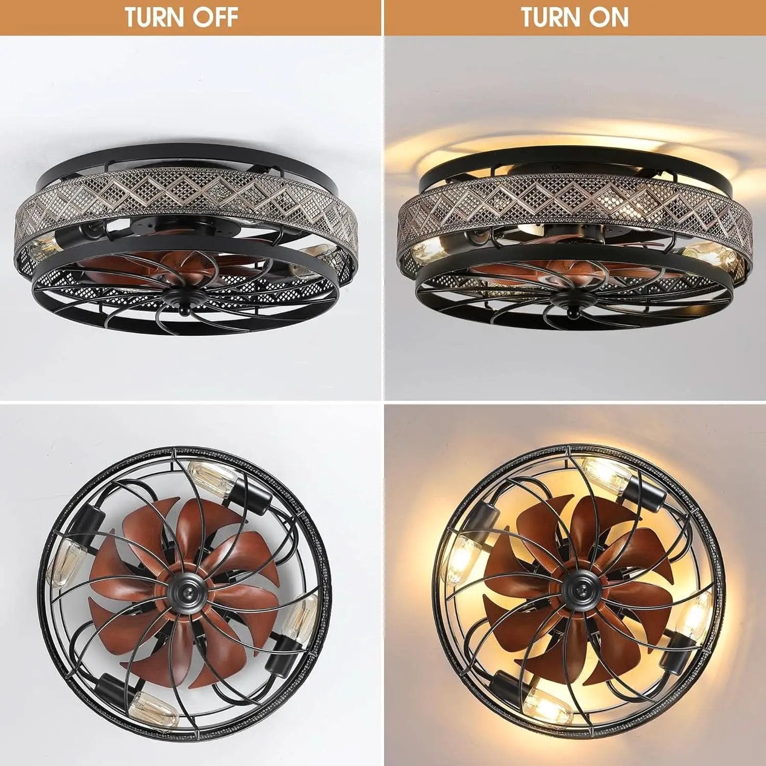 18 Inch Industrial Caged Ceiling Fan With Light Remote from PriceLows™