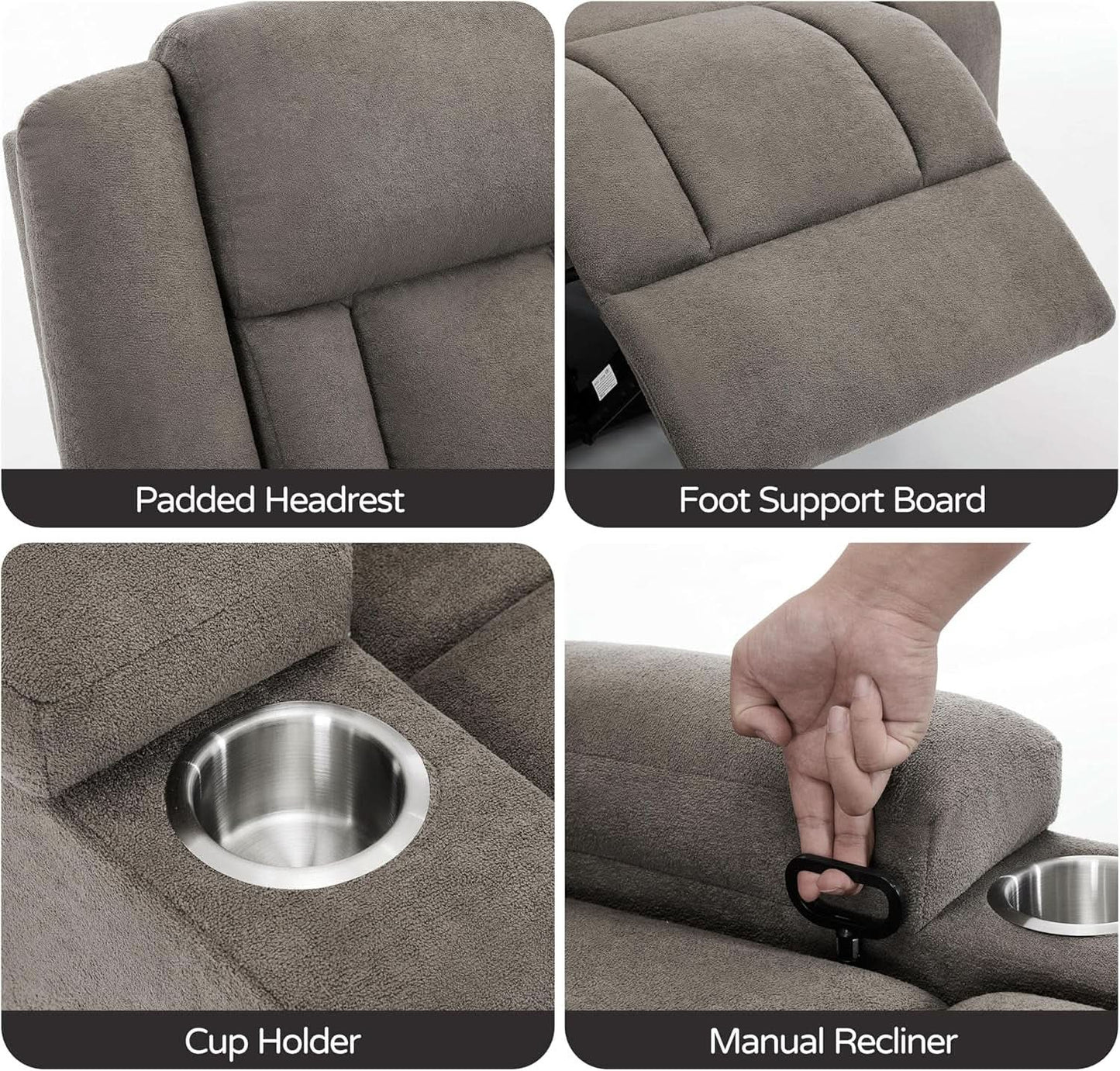 Manual Fabric Recliner Loveseat Sofa With Cup Holders 2 Seater Light Brown from PriceLows™