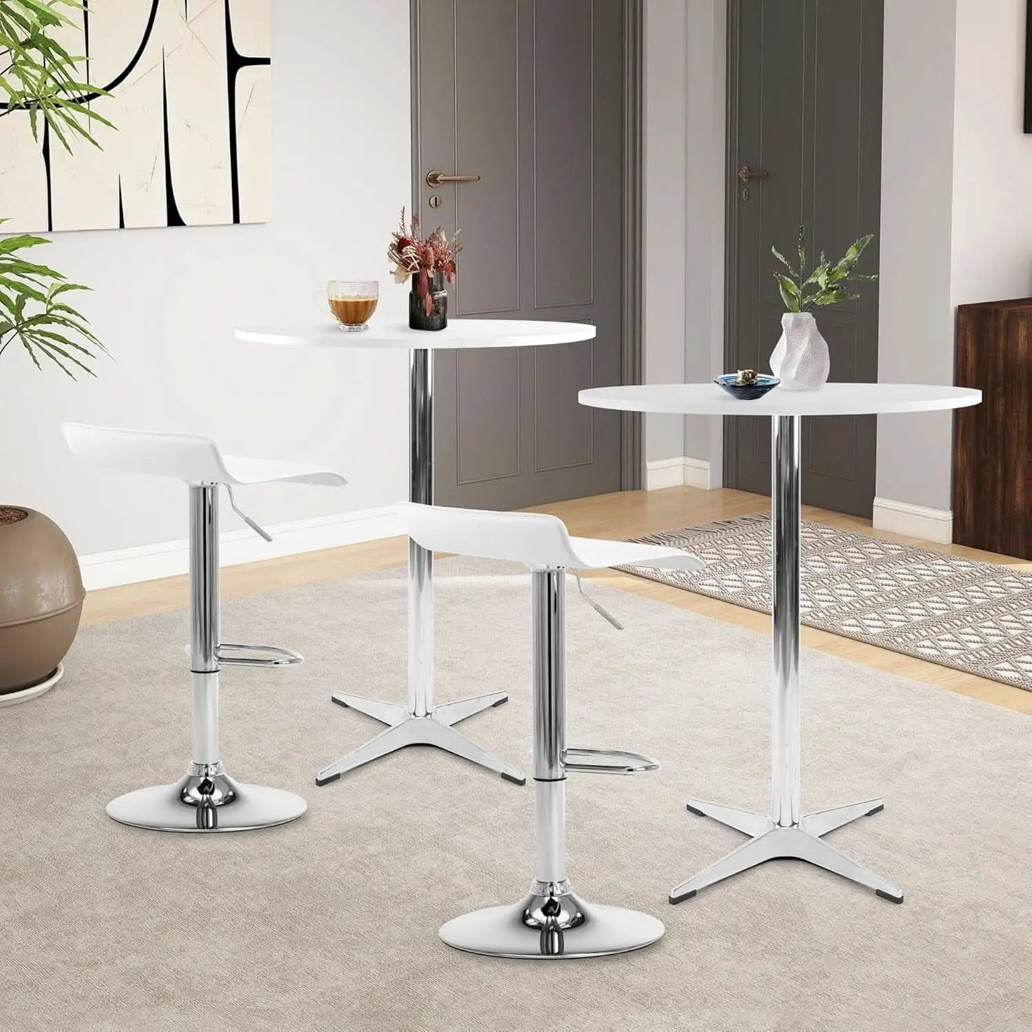White Round Pub Table With Sturdy Crossbase 39 Inches from PriceLows™