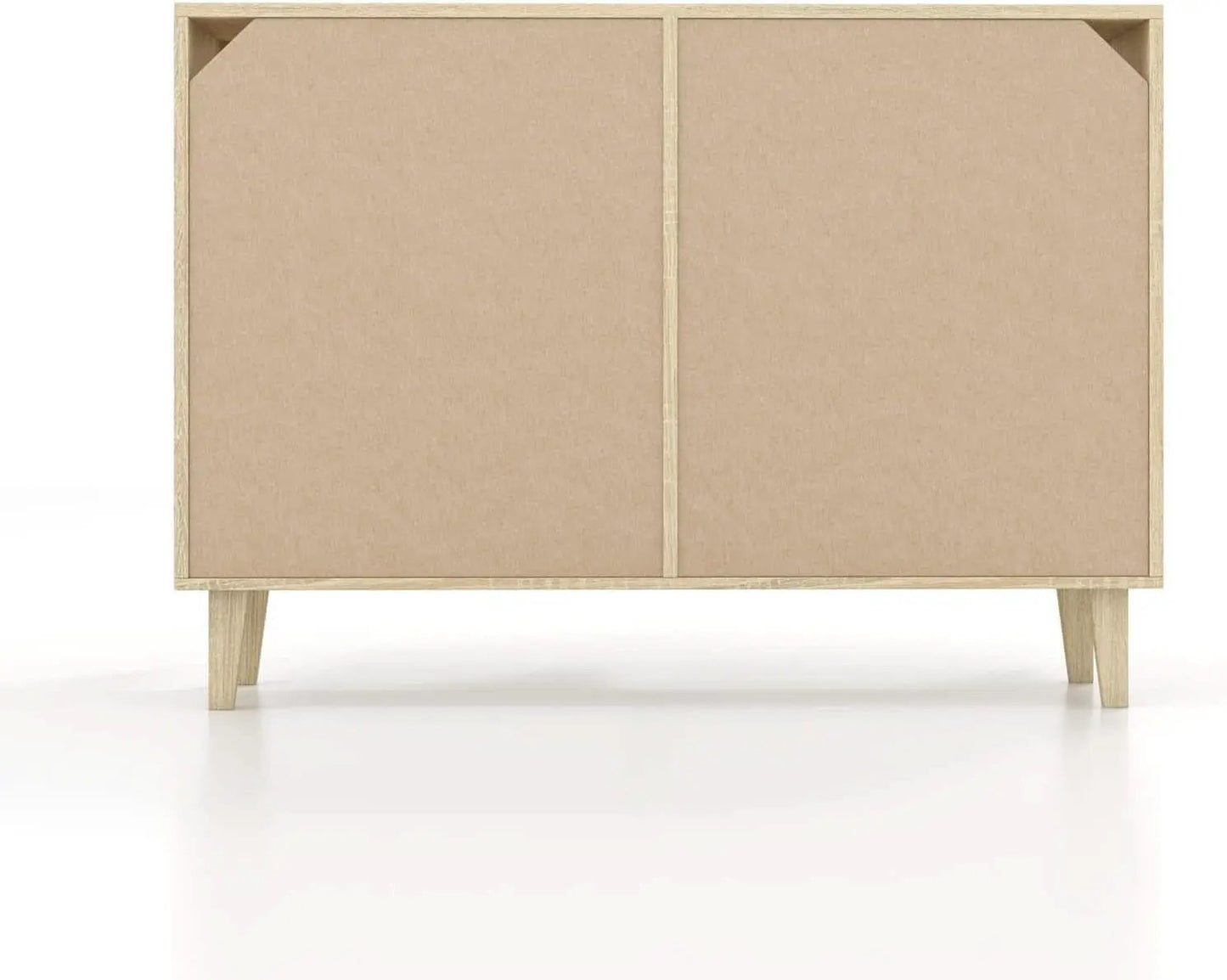 Buffet Storage Cabinet White Rattan Decor 4 Doors 48 Inch from PriceLows™