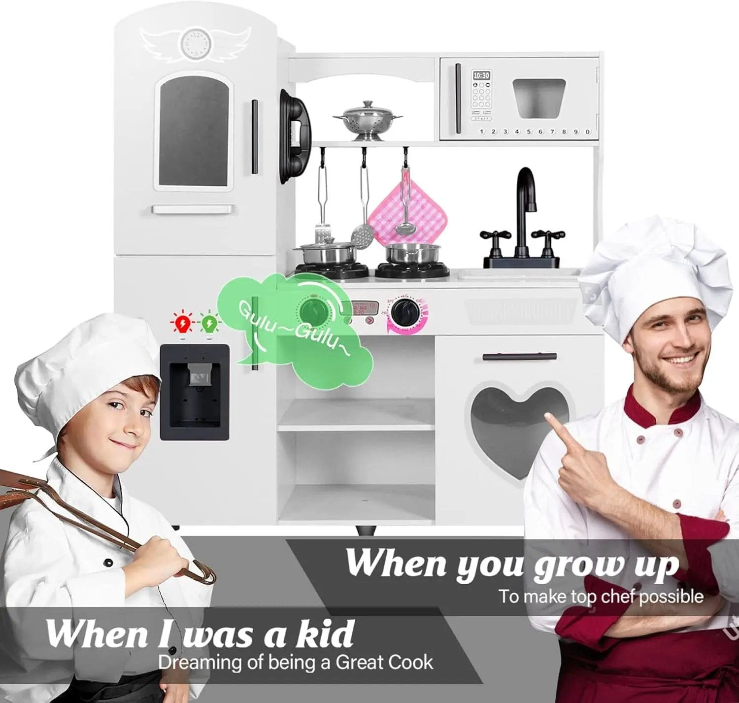 Wooden Kitchen Playset For Toddlers Featuring Lights from PriceLows™
