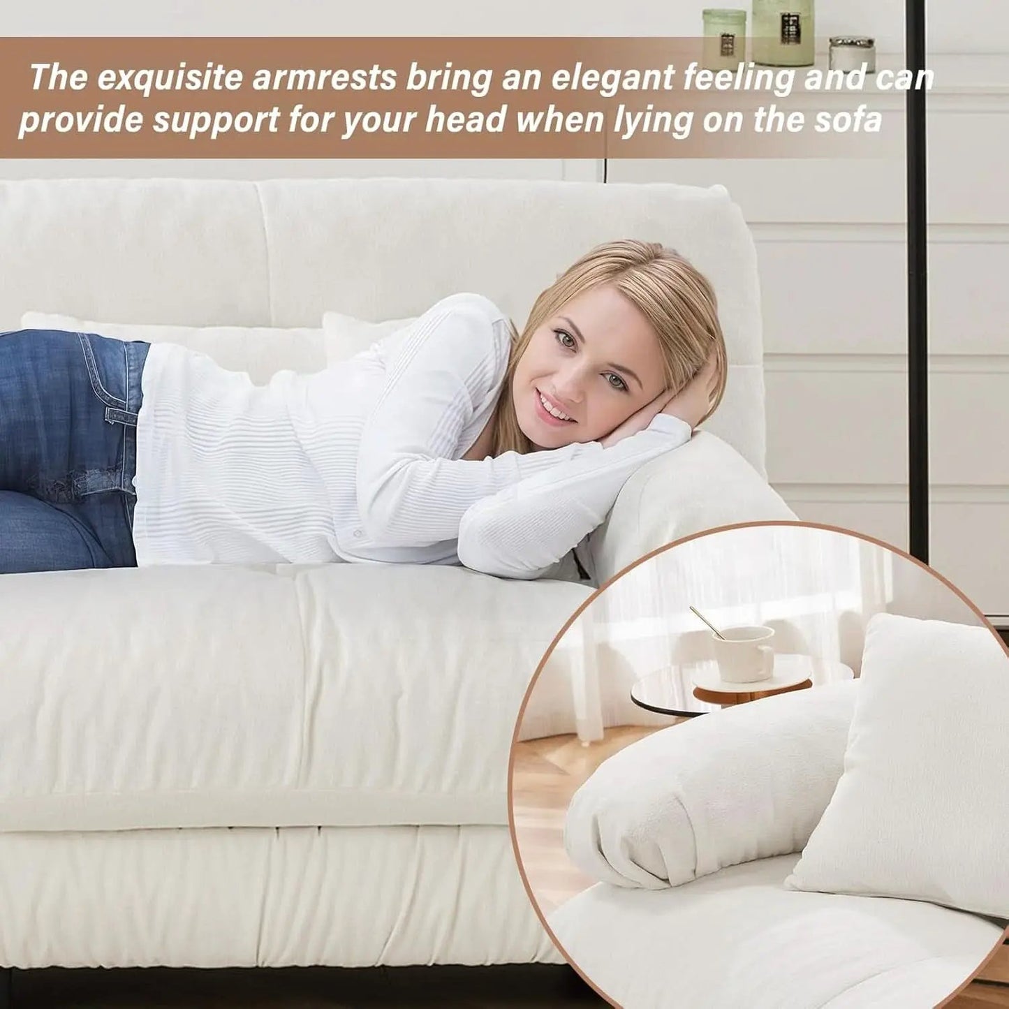 White Velvet Pet Hair Resistant Modular Recliner Sofa from PriceLows™