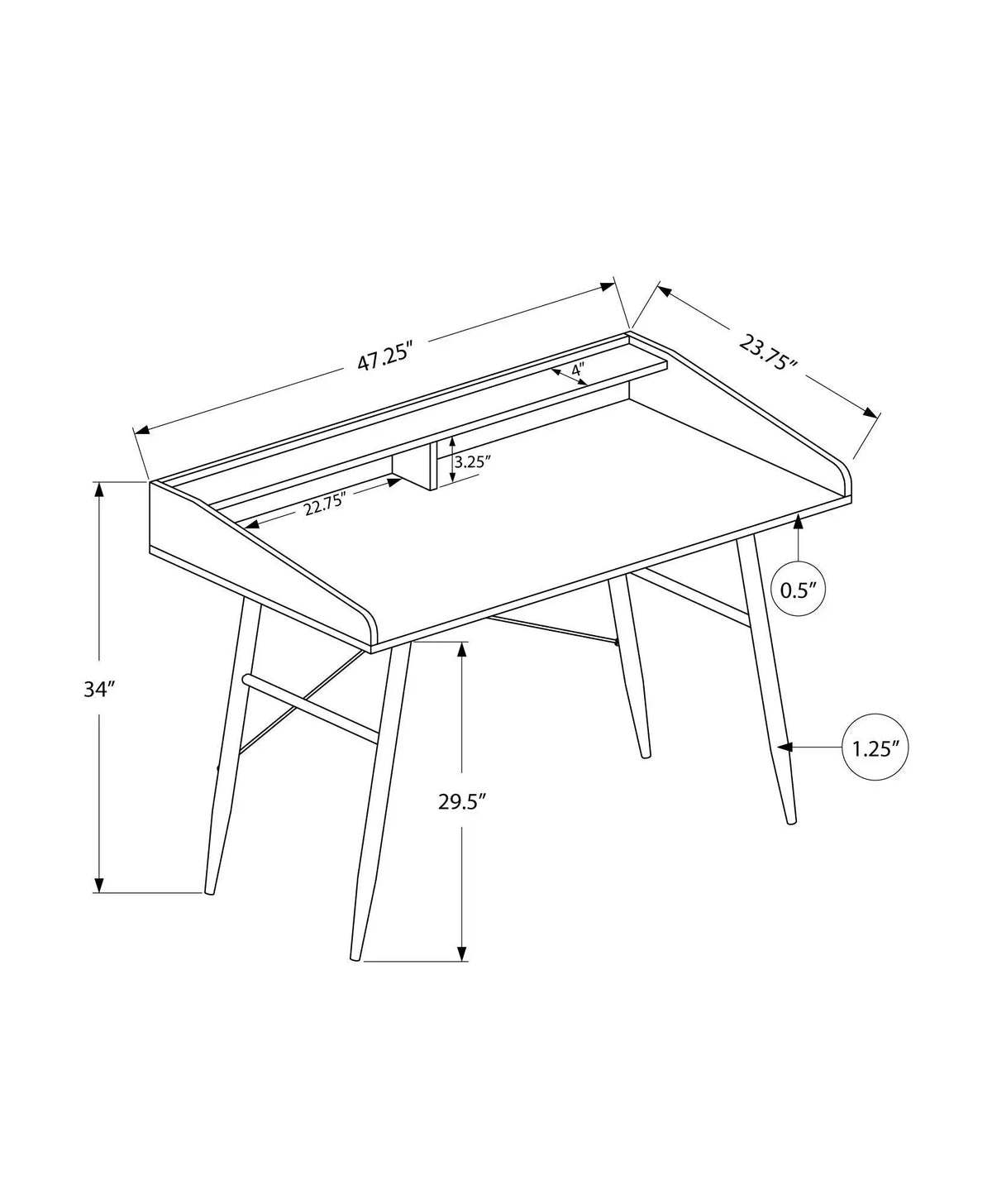 Sturdy Computer Desk With Shelves | 47.25 Inch Width | Matching Metal Base | 34 Inch Height