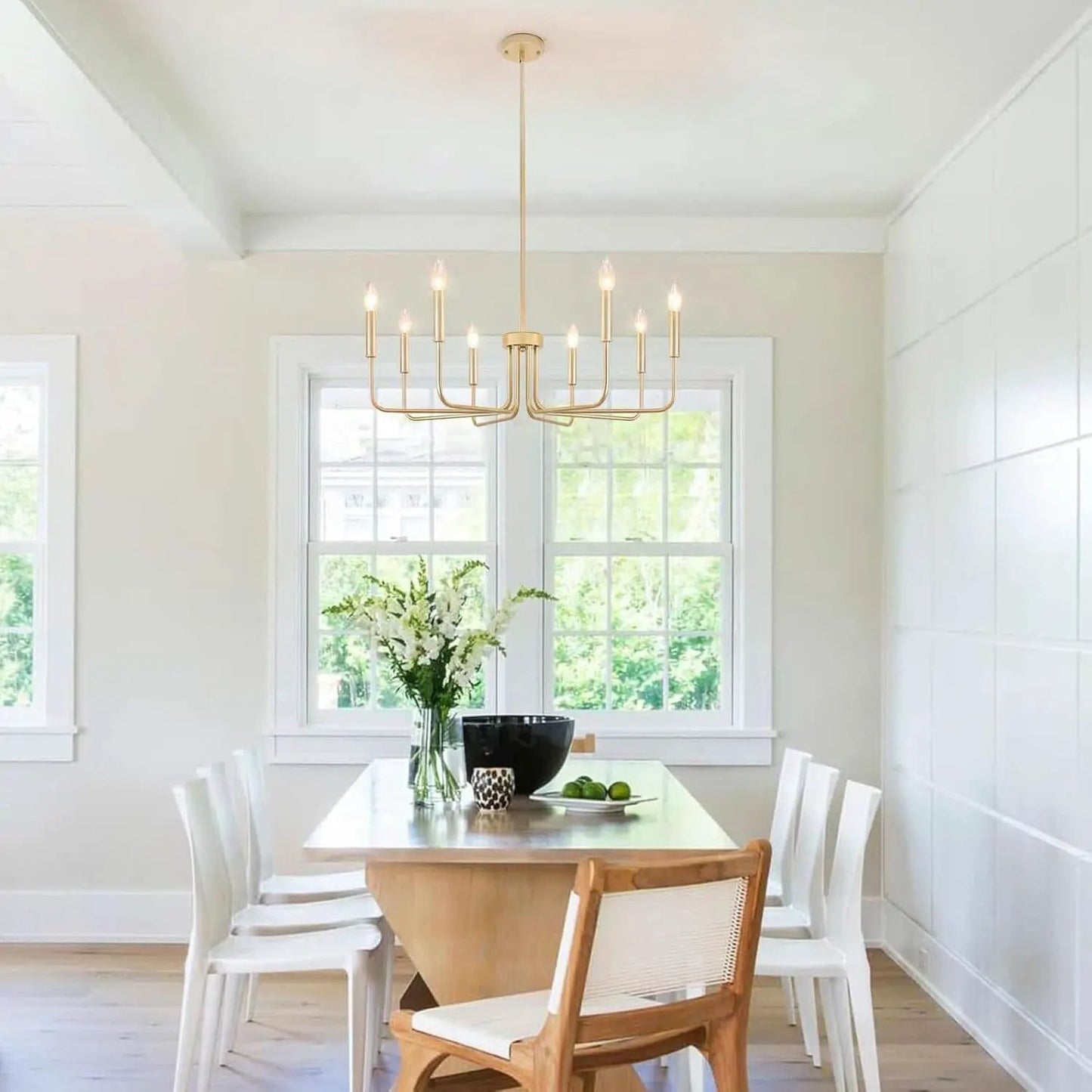 Gold Farmhouse Chandelier 8 Lights for Dining Room from PriceLows™