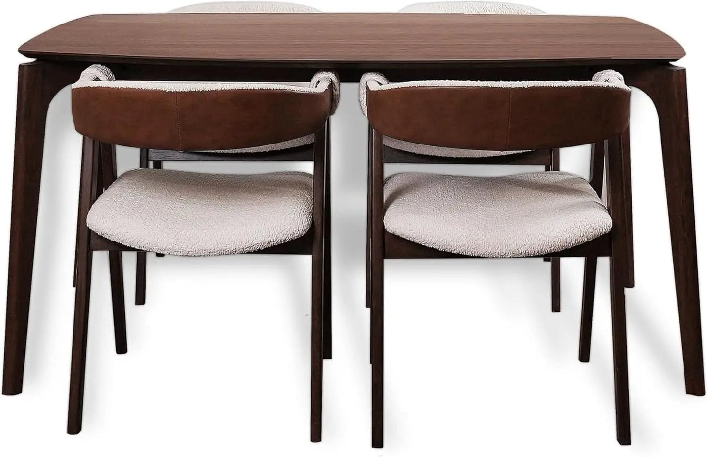 Contemporary Walnut Veneer Dining Table Set Chairs from PriceLows™