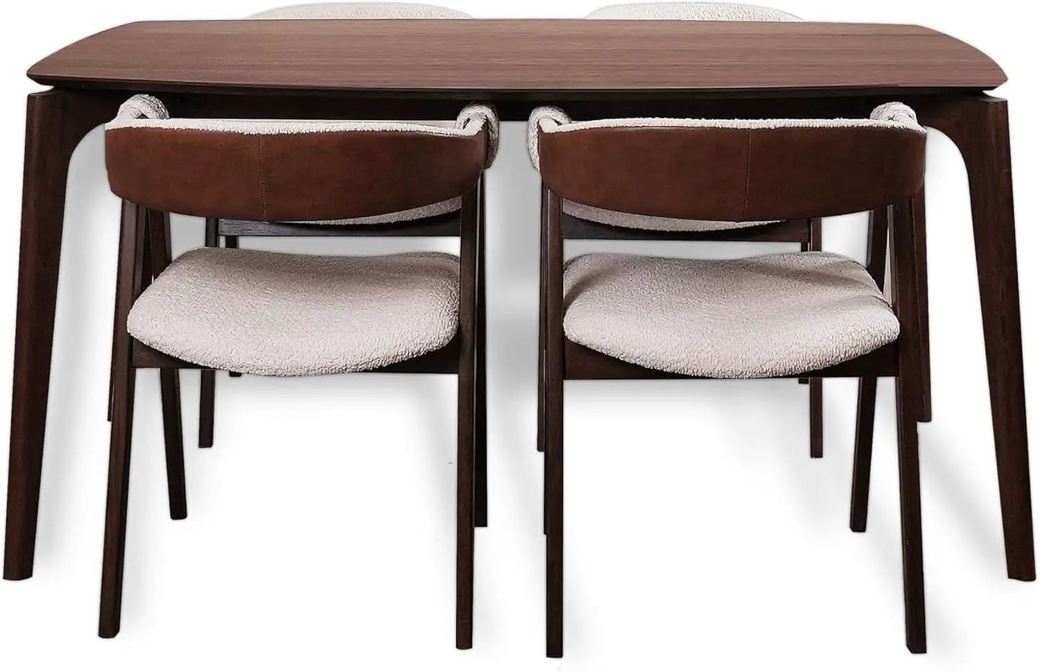 Contemporary Walnut Veneer Dining Table Set Chairs from PriceLows™