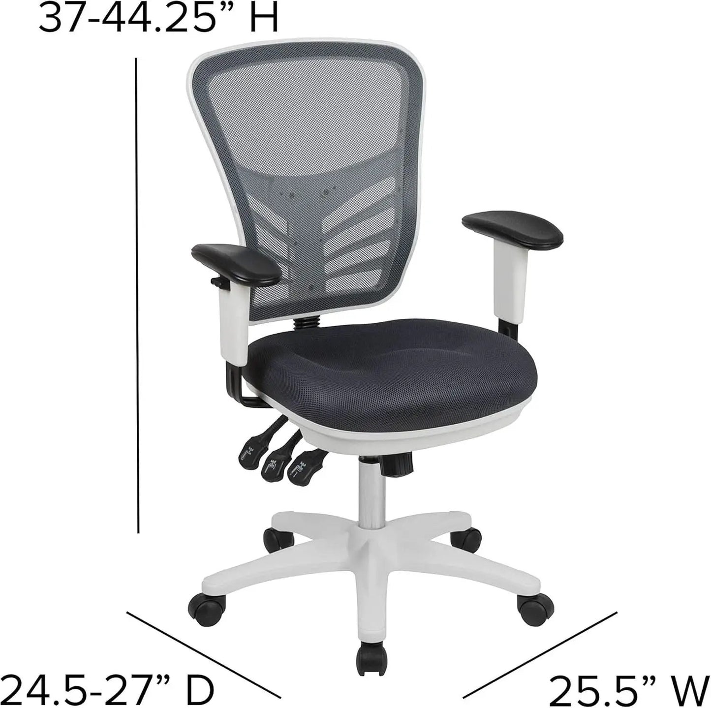 Nicholas Gray And White Mesh Mid Back Swivel Office Chair With Adjustable Lumbar from PriceLows™