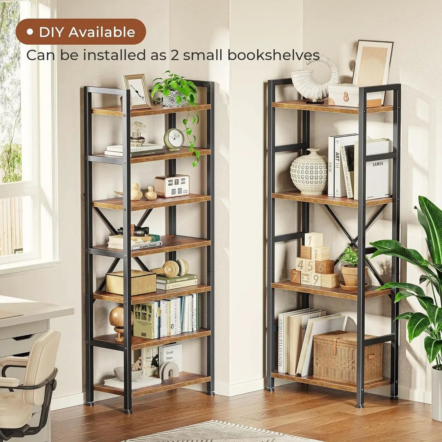 Rustic Brown Four Tier Bookshelf For Home Office Storage from PriceLows™