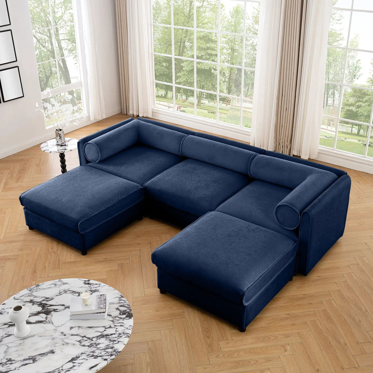 Contemporary Elegant Sofa With Storage And Ottoman 2 Piece Living Room Set | 2 Piece Living Room Set | Living Room Furniture | Living Room